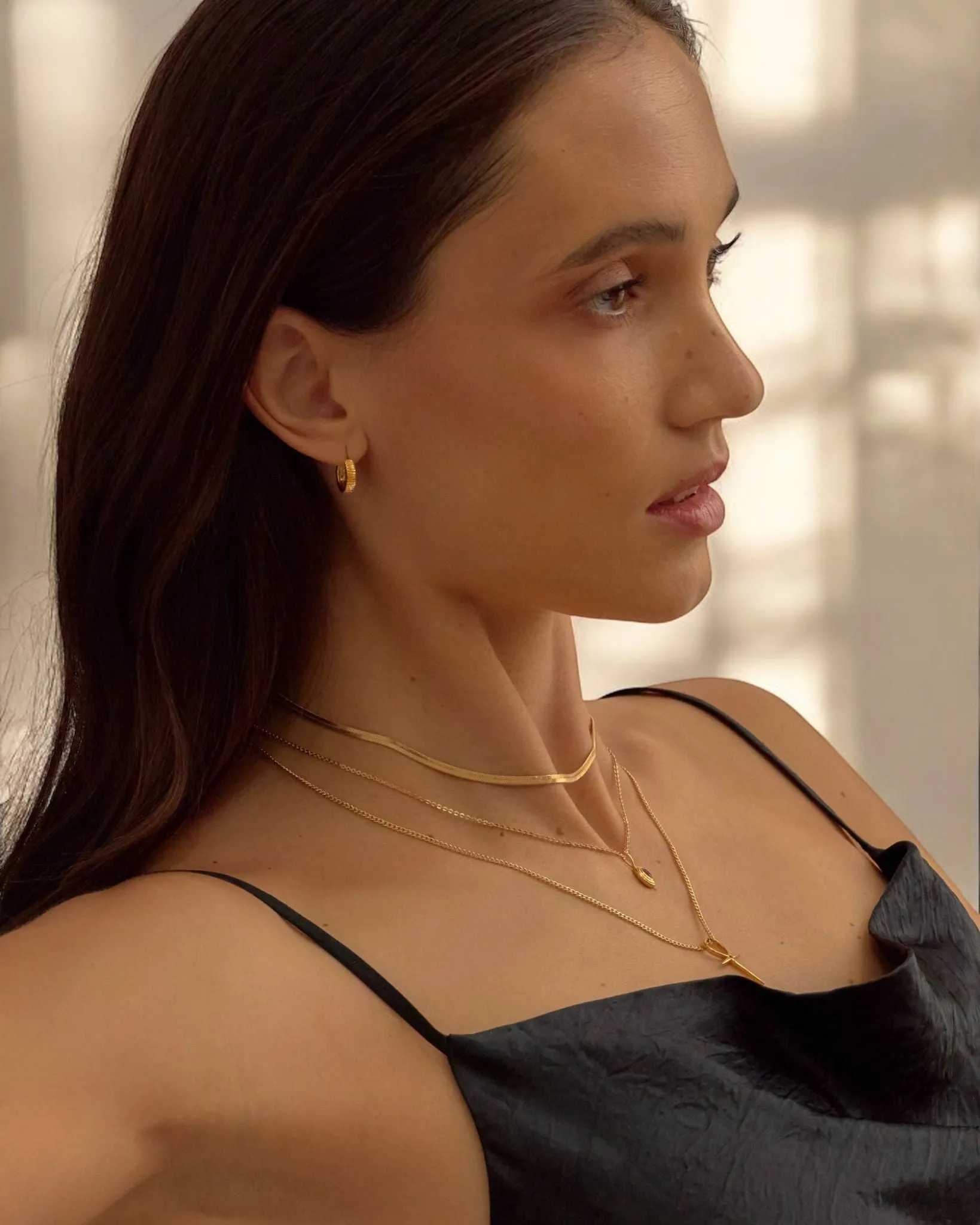 Mantra Medium Hoops sold by Midori Jewelry Co. product image thumbnail 3