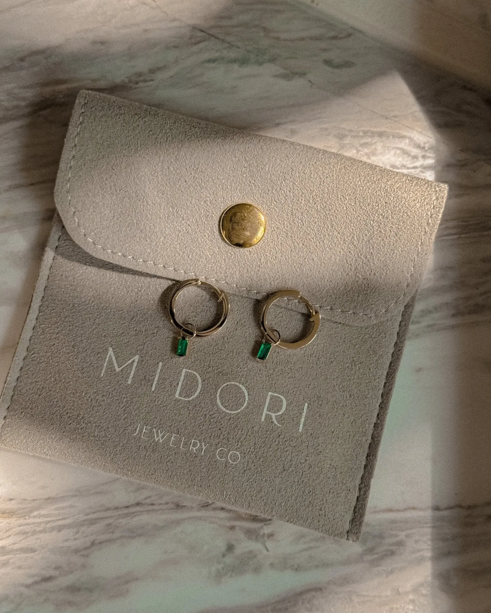 Emerald Hoop Earring in 14k Gold sold by Midori Jewelry Co. product image thumbnail 3