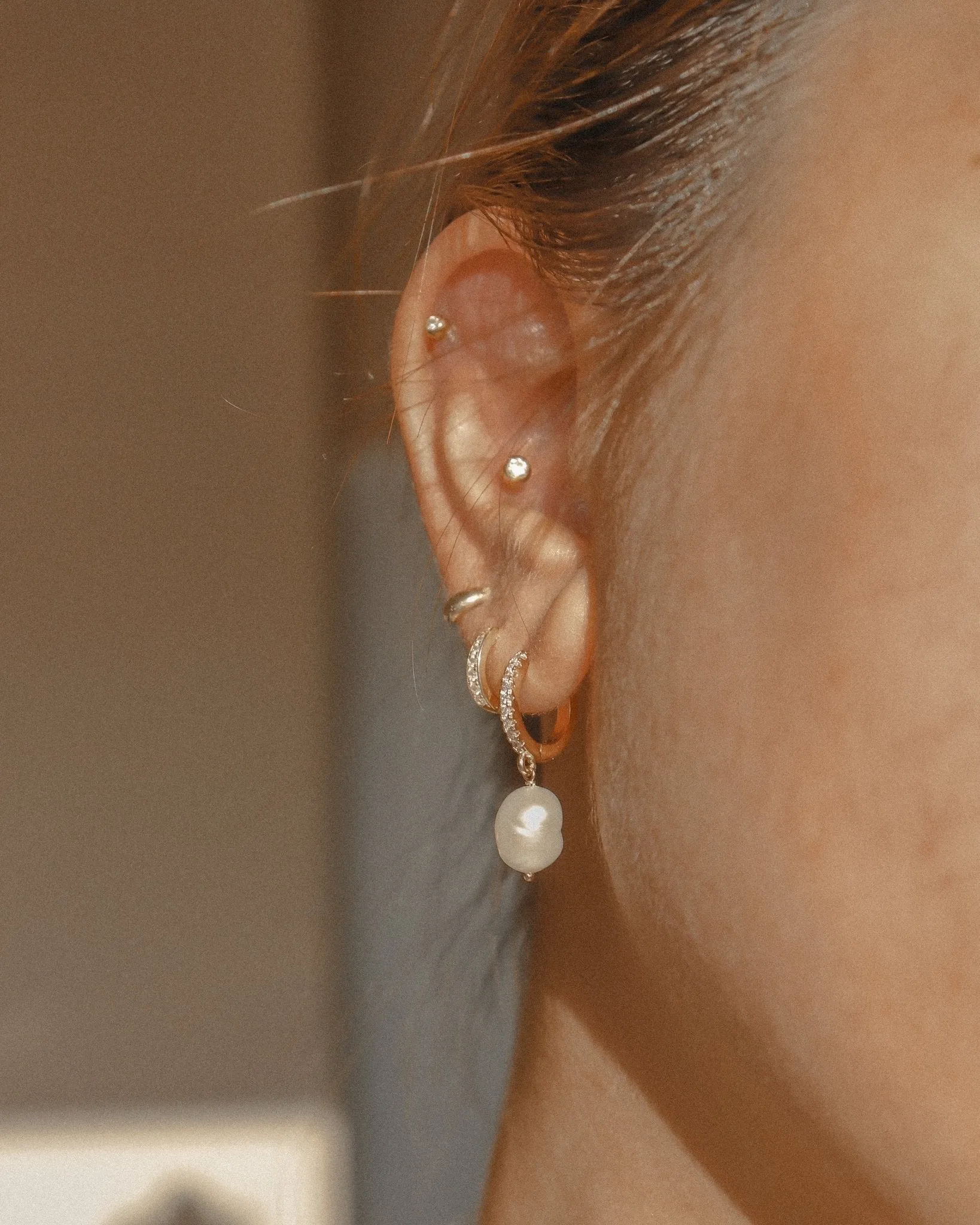 Charlotte Pearl Hoops sold by Midori Jewelry Co. product image thumbnail 4