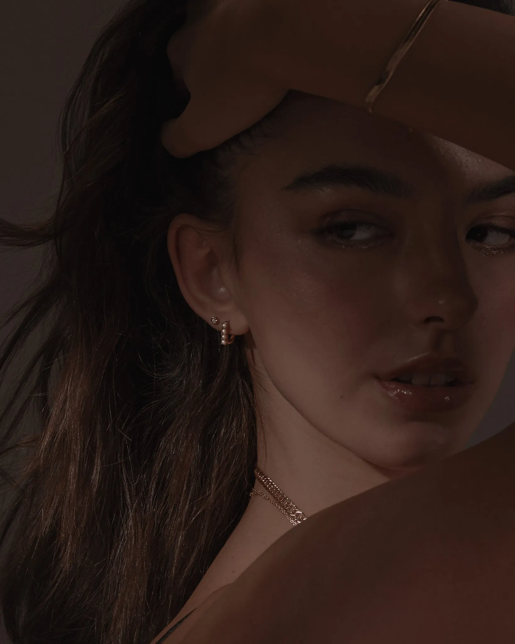 Oval Pearl Pavé Hoop sold by Midori Jewelry Co. product image thumbnail 5