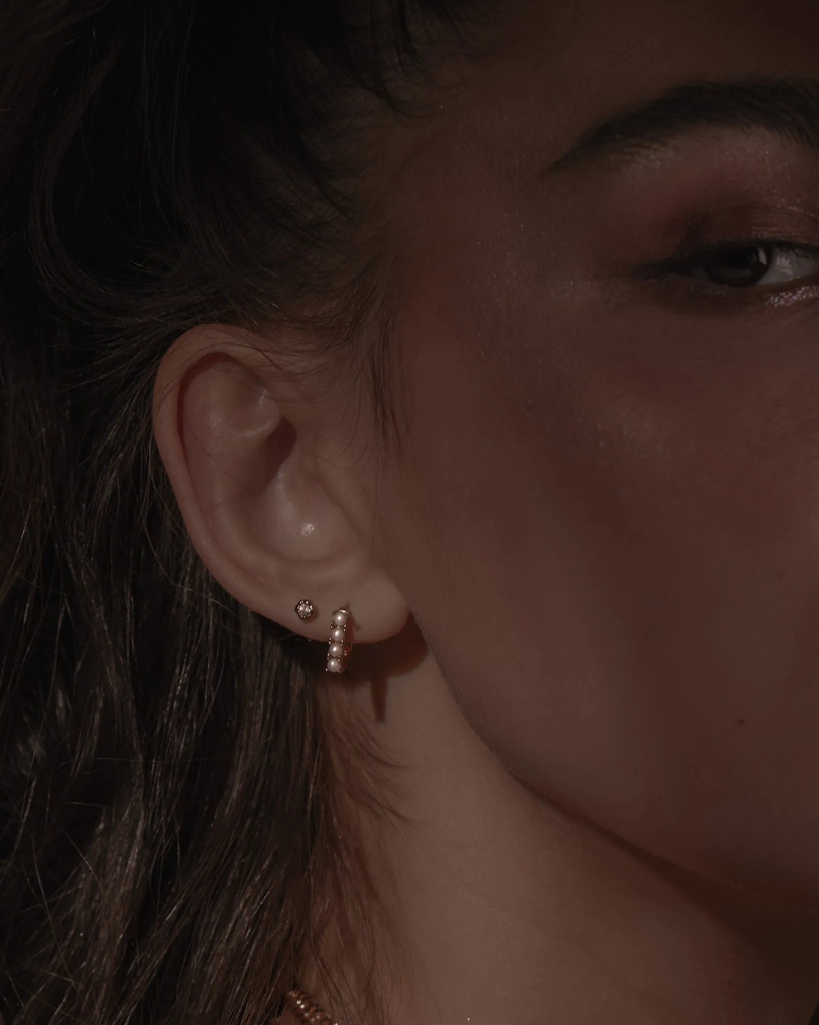 Oval Pearl Pavé Hoop sold by Midori Jewelry Co. product image thumbnail 2