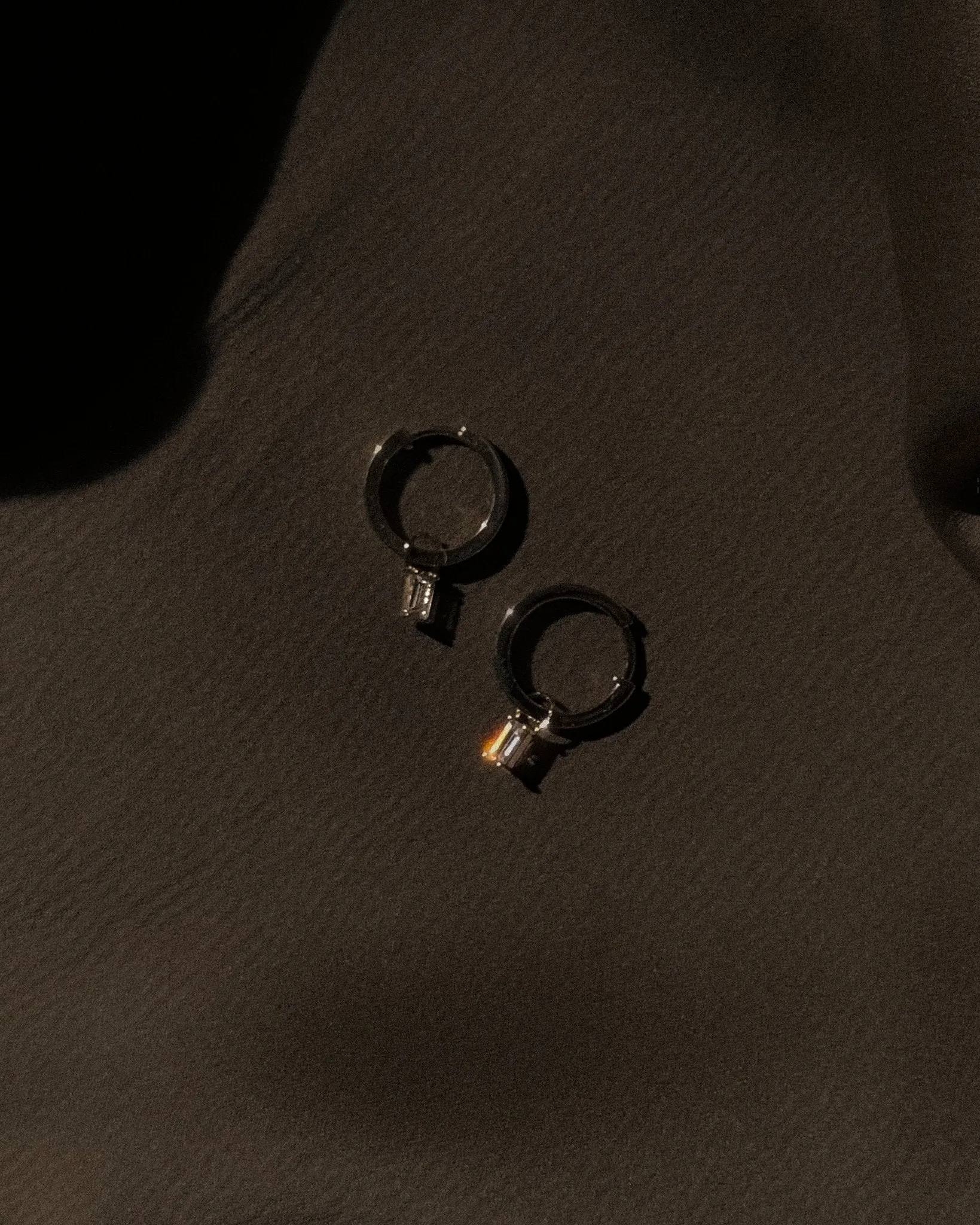Rectangle Hoop Charm White Topaz in 14k Gold sold by Midori Jewelry Co. product image thumbnail 3