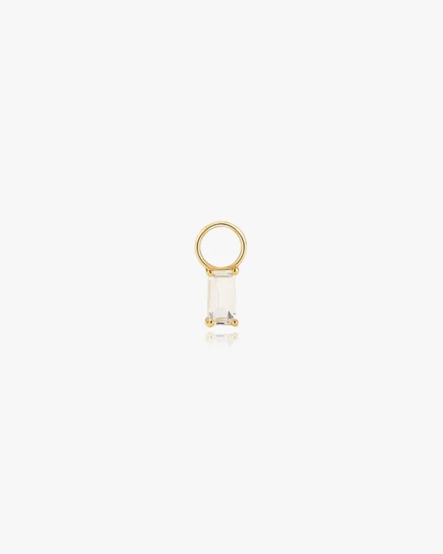 Rectangle Hoop Charm White Topaz in 14k Gold made by Midori Jewelry Co.