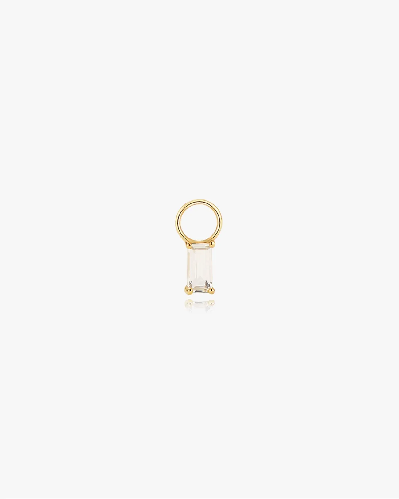Rectangle Hoop Charm White Topaz in 14k Gold sold by Midori Jewelry Co.