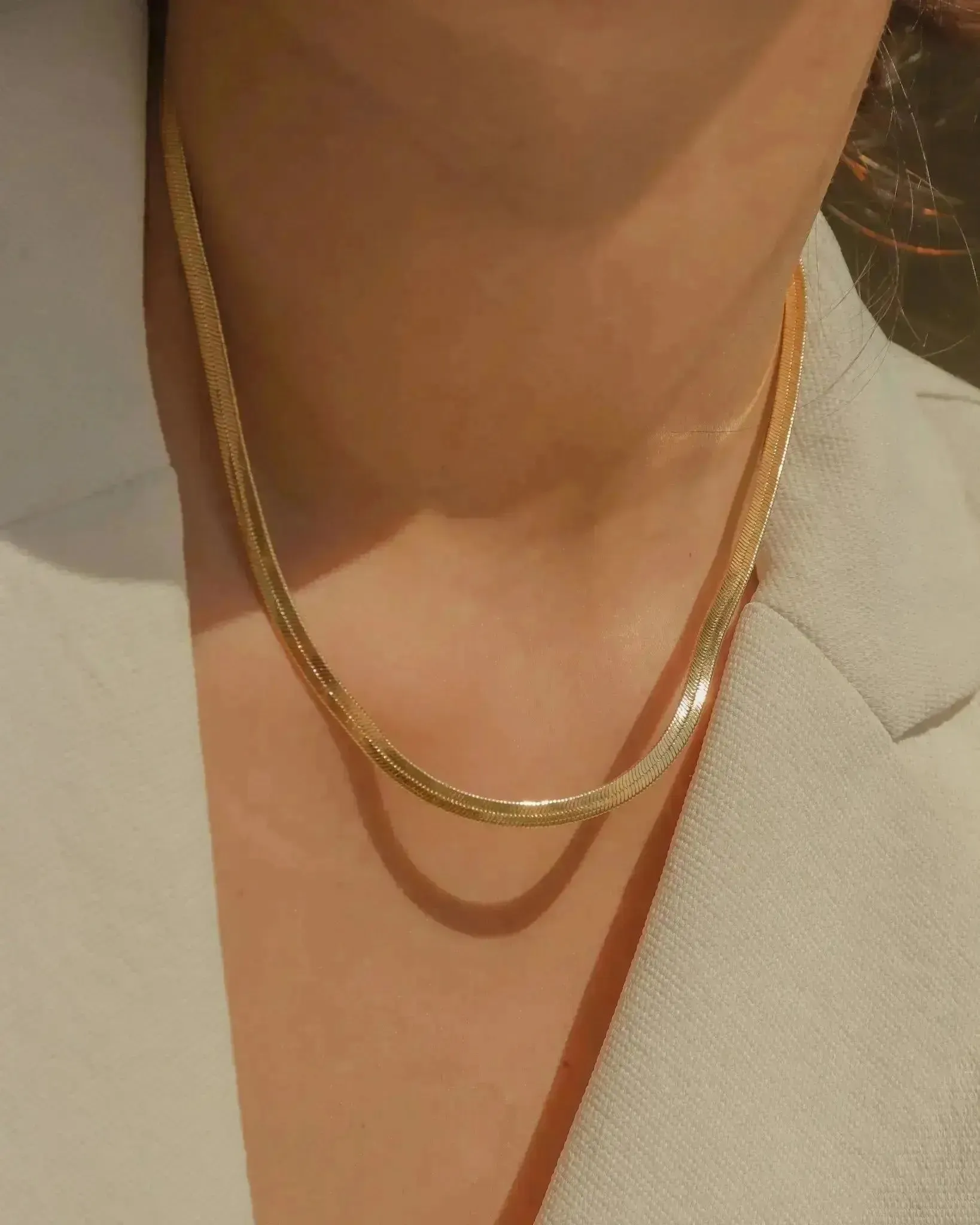 Hera Bold Herringbone Chain Necklace sold by Midori Jewelry Co. product image thumbnail 5