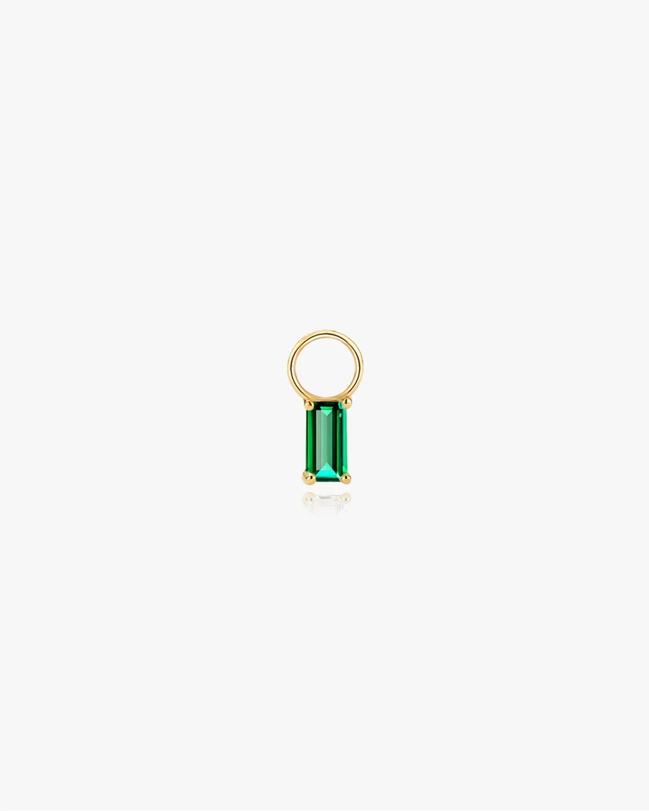 Rectangle Hoop Charm Emerald in 14k Gold sold by Midori Jewelry Co.