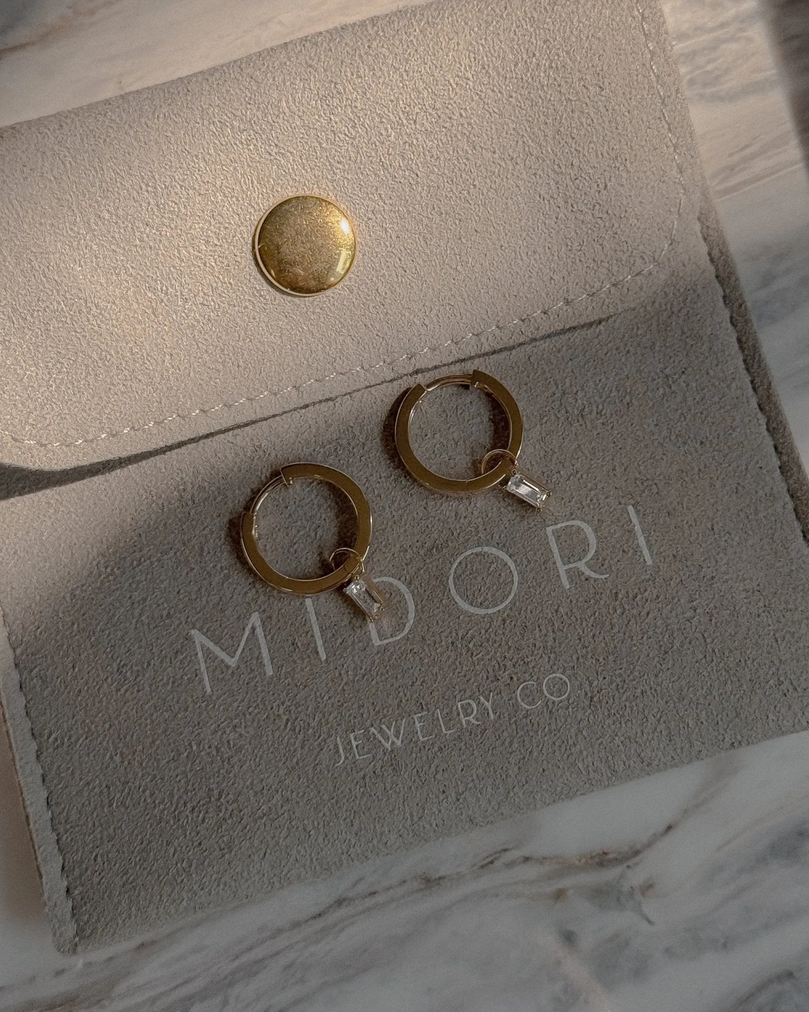 White Topaz Hoop Earring in 14k Gold sold by Midori Jewelry Co. product image thumbnail 4