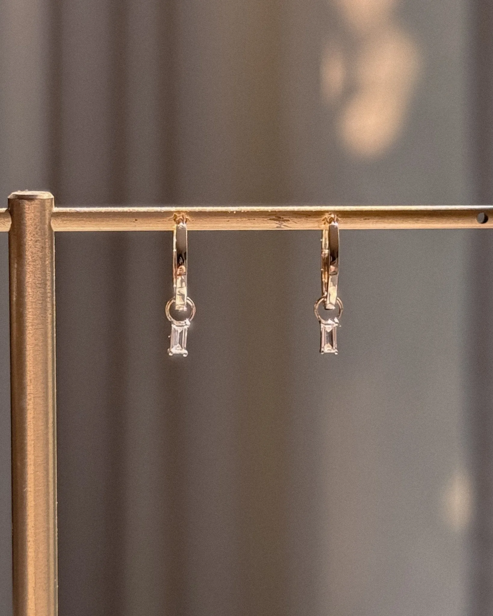 White Topaz Hoop Earring in 14k Gold sold by Midori Jewelry Co. product image thumbnail 3