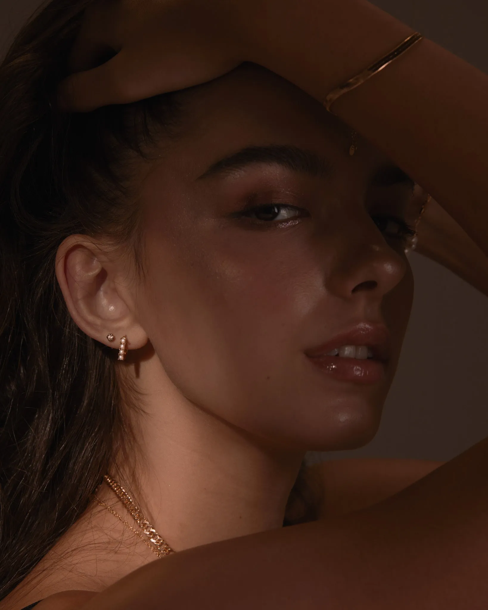 Oval Pearl Pavé Hoop sold by Midori Jewelry Co. product image thumbnail 4