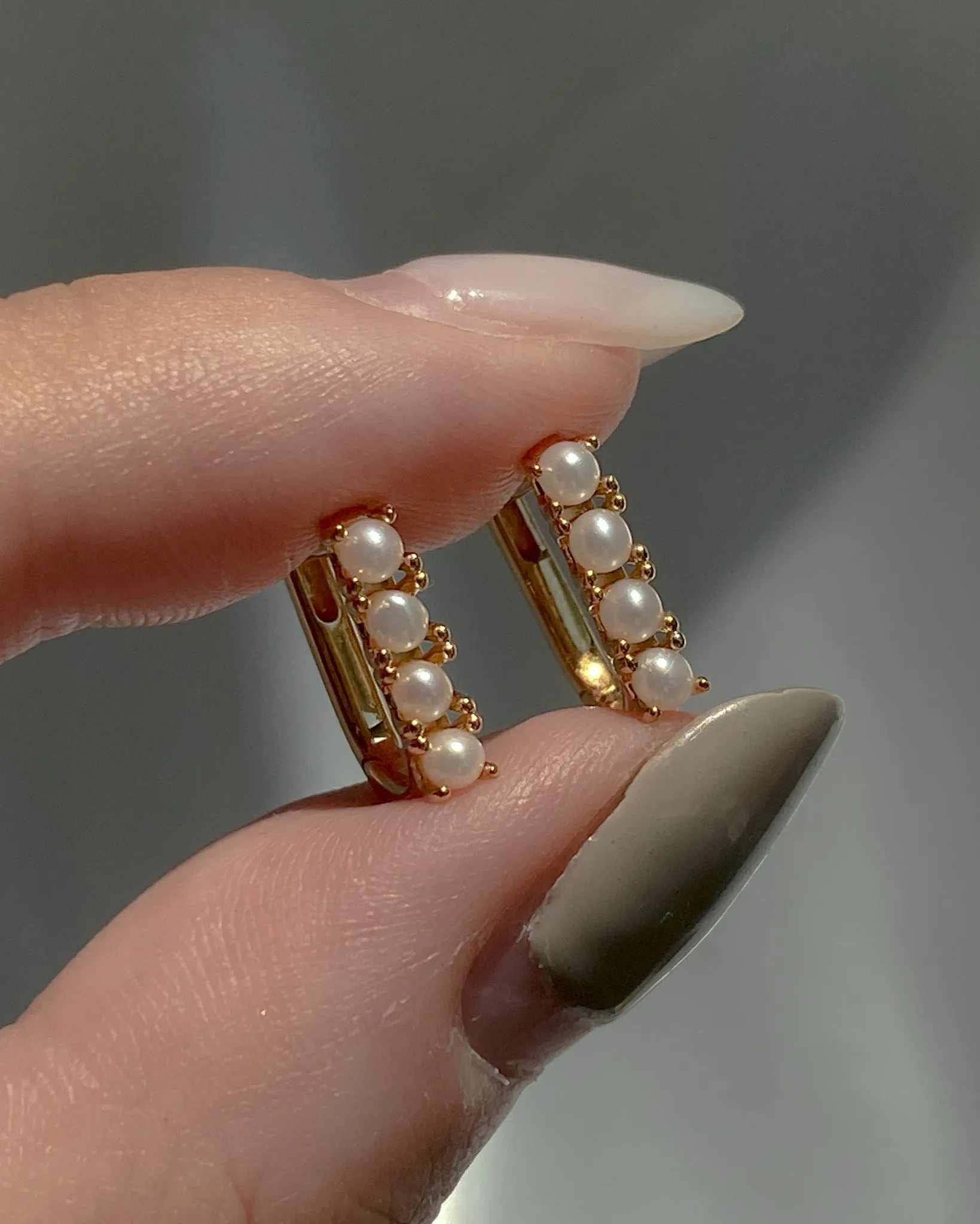 Oval Pearl Pavé Hoop sold by Midori Jewelry Co. product image thumbnail 2