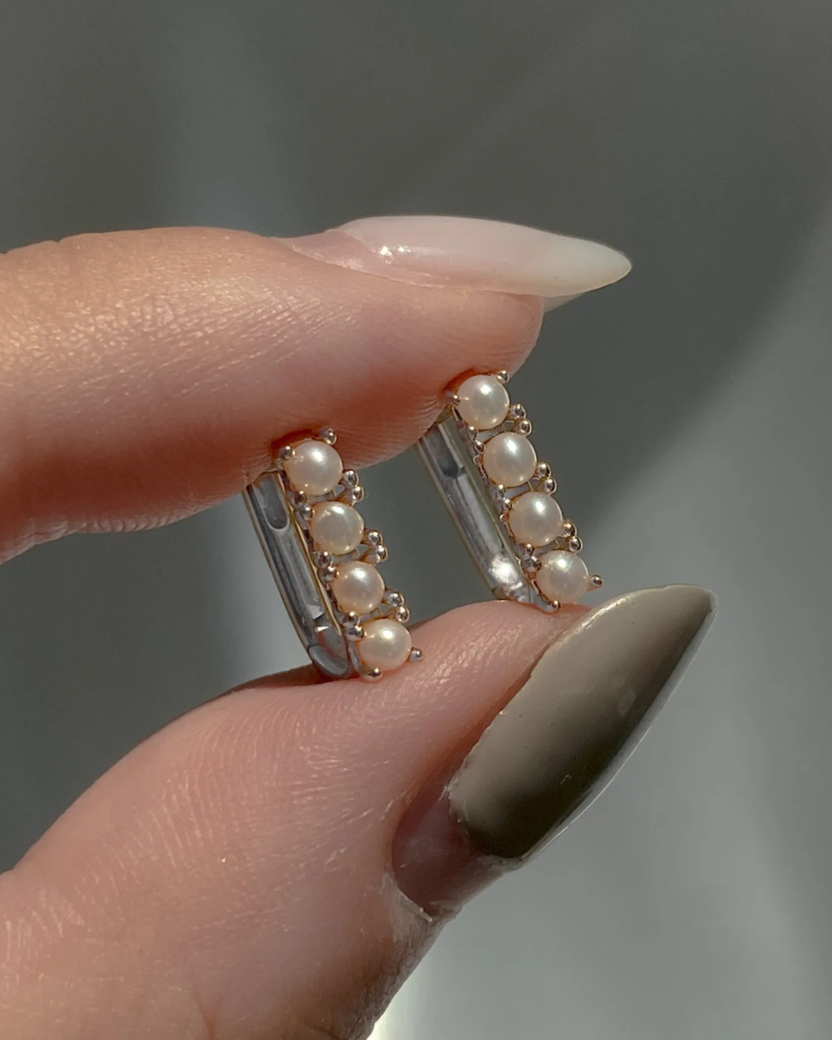 Oval Pearl Pavé Hoop sold by Midori Jewelry Co. product image thumbnail 2