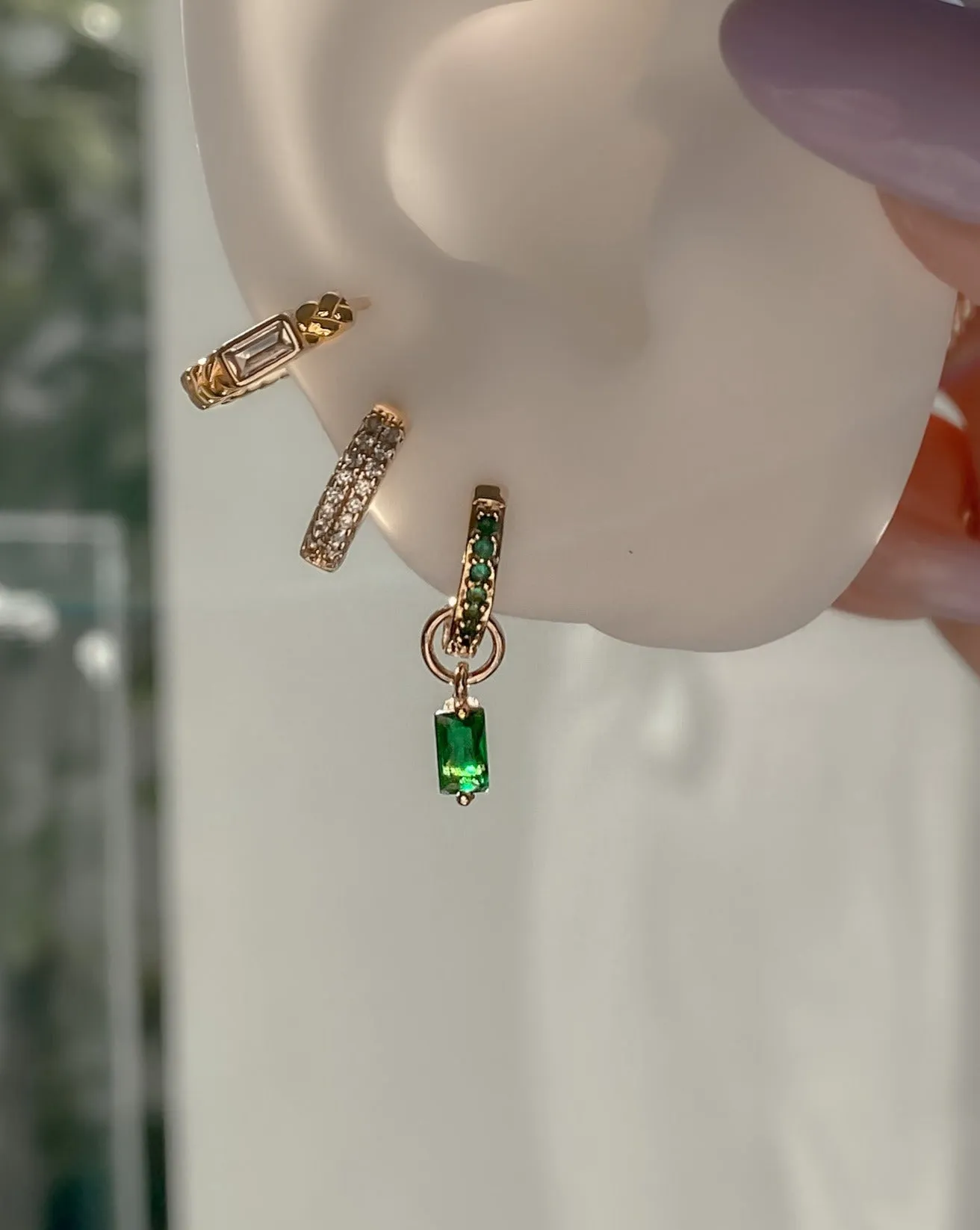 Emerald Pavé Hoop sold by Midori Jewelry Co. product image thumbnail 3