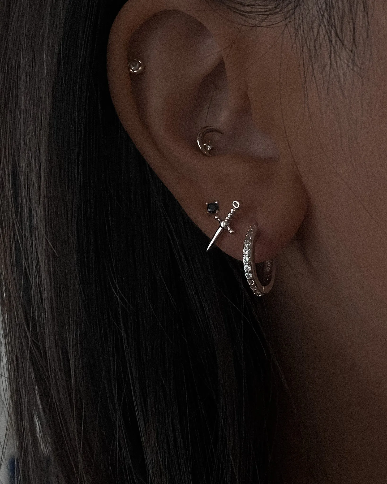 Crescent Moon Stud sold by Midori Jewelry Co. product image thumbnail 2