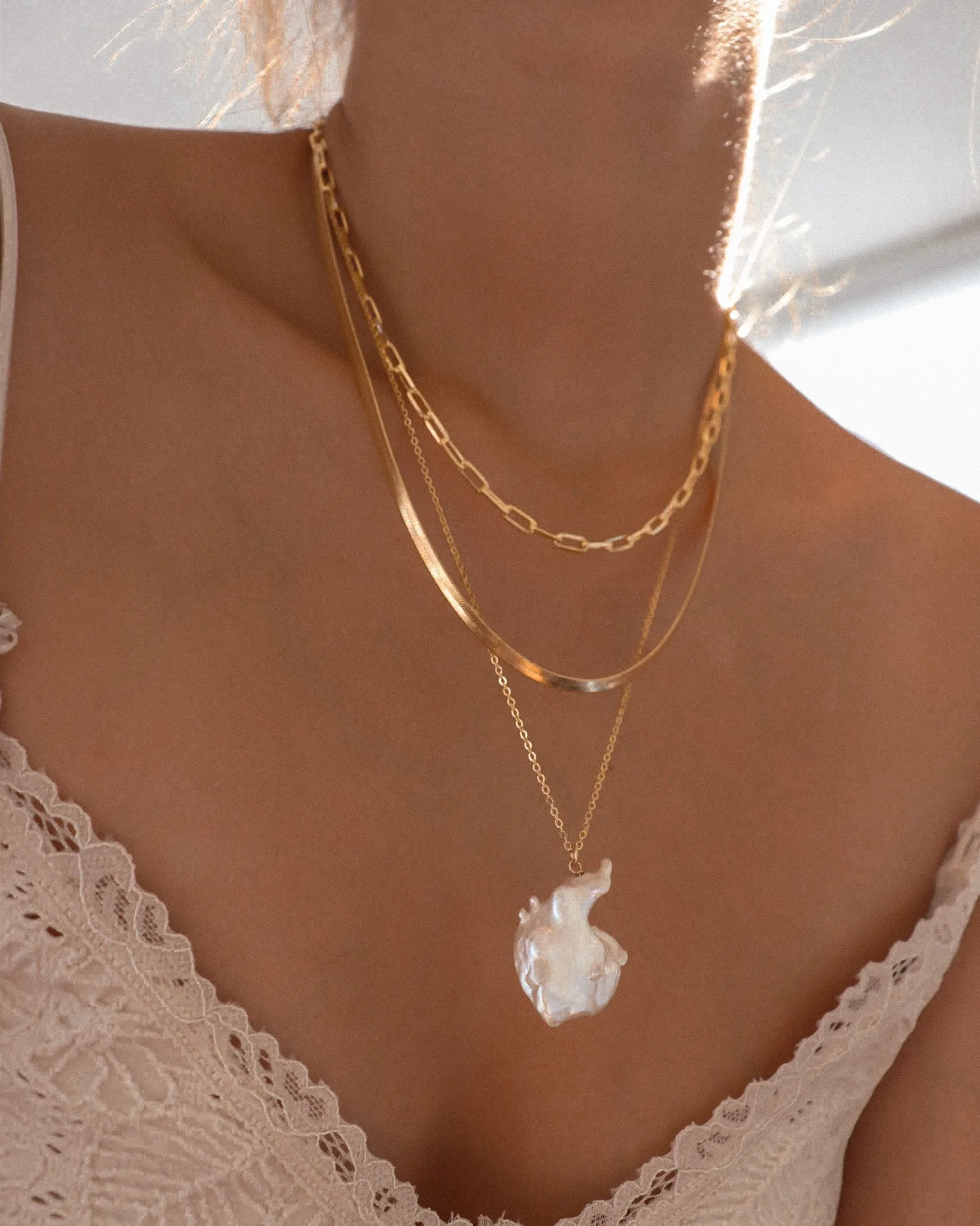 Hera Herringbone Chain Necklace sold by Midori Jewelry Co. product image thumbnail 3