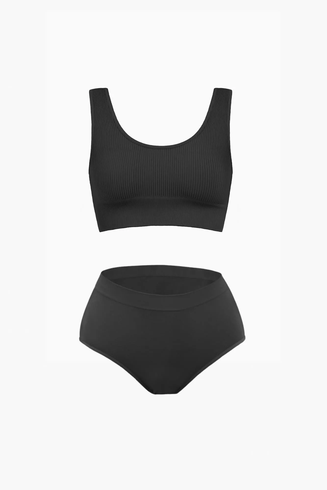 High Waist Brief & Ribbed Scoop Neck Bra sold by Nuttch