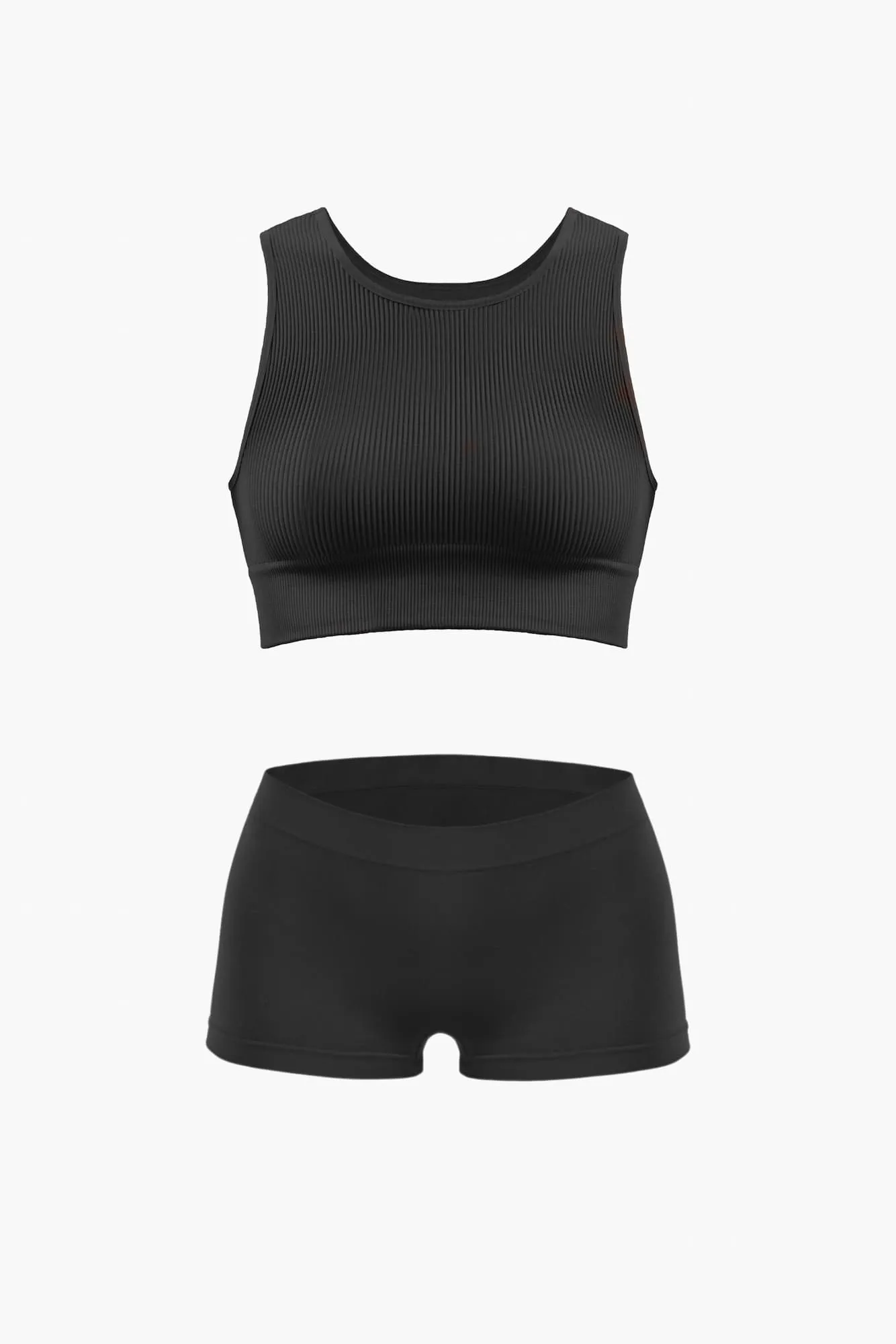Boy Shorts & Ribbed High Neck Bra sold by Nuttch
