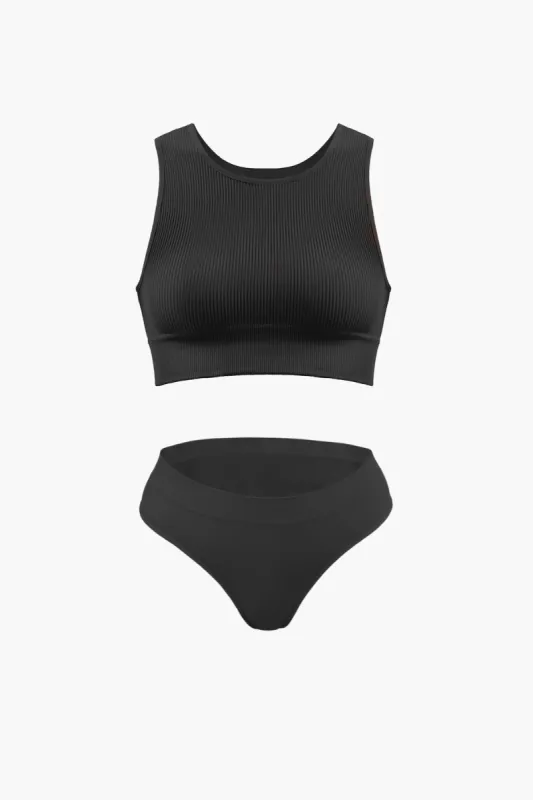 Cheecky Brief & Ribbed High Neck Bra sold by Nuttch