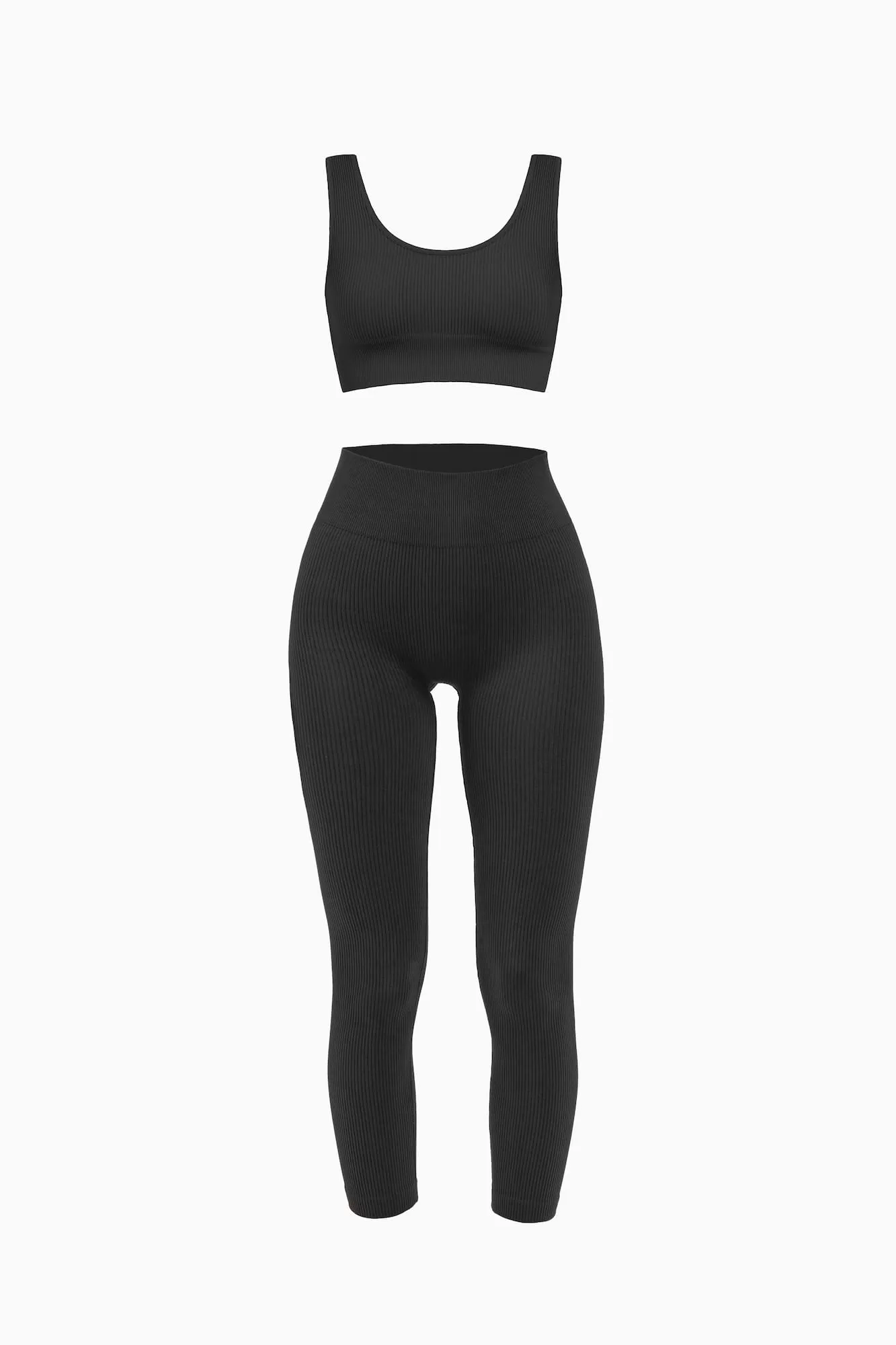 Ribbed Leggings and Ribbed Scoop Neck Bra Set sold by Nuttch