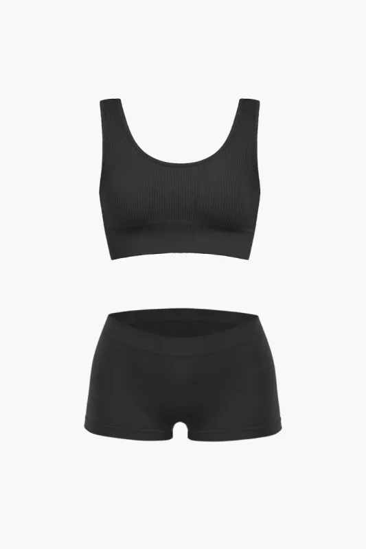 Boy Shorts & Ribbed Scoop Neck Bra sold by Nuttch