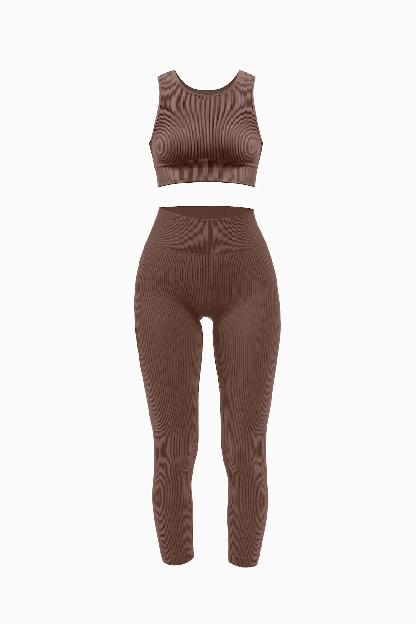 Ribbed Leggings and Ribbed High Neck Bra Set sold by Nuttch product image thumbnail 5