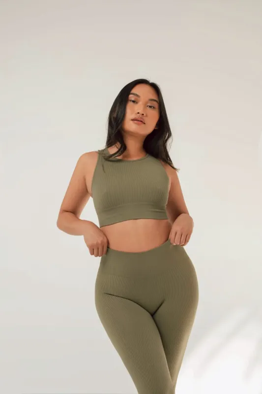 Ribbed High Neck Bra sold by Nuttch