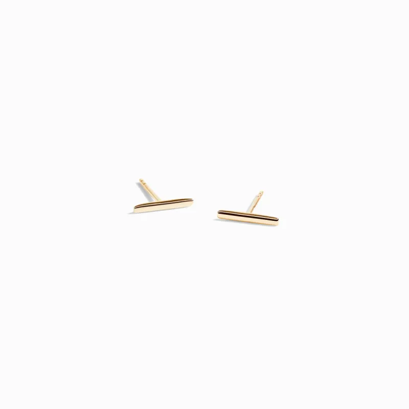 Bar Studs / 9K and 18K Solid Gold sold by Nyrelle Jewelry