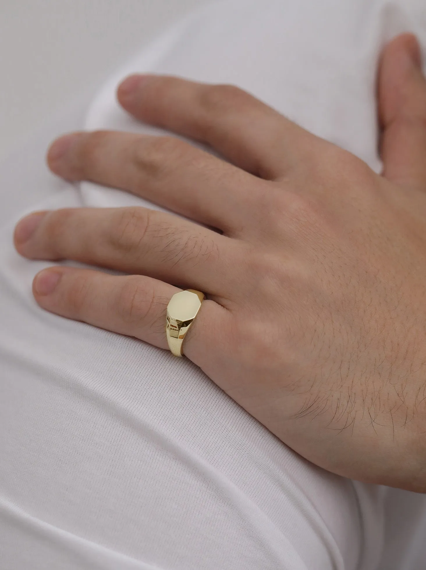 Slim Octagon Signet Ring (Men's) / 9K and 18K Solid Gold sold by Nyrelle Jewelry product image thumbnail 5