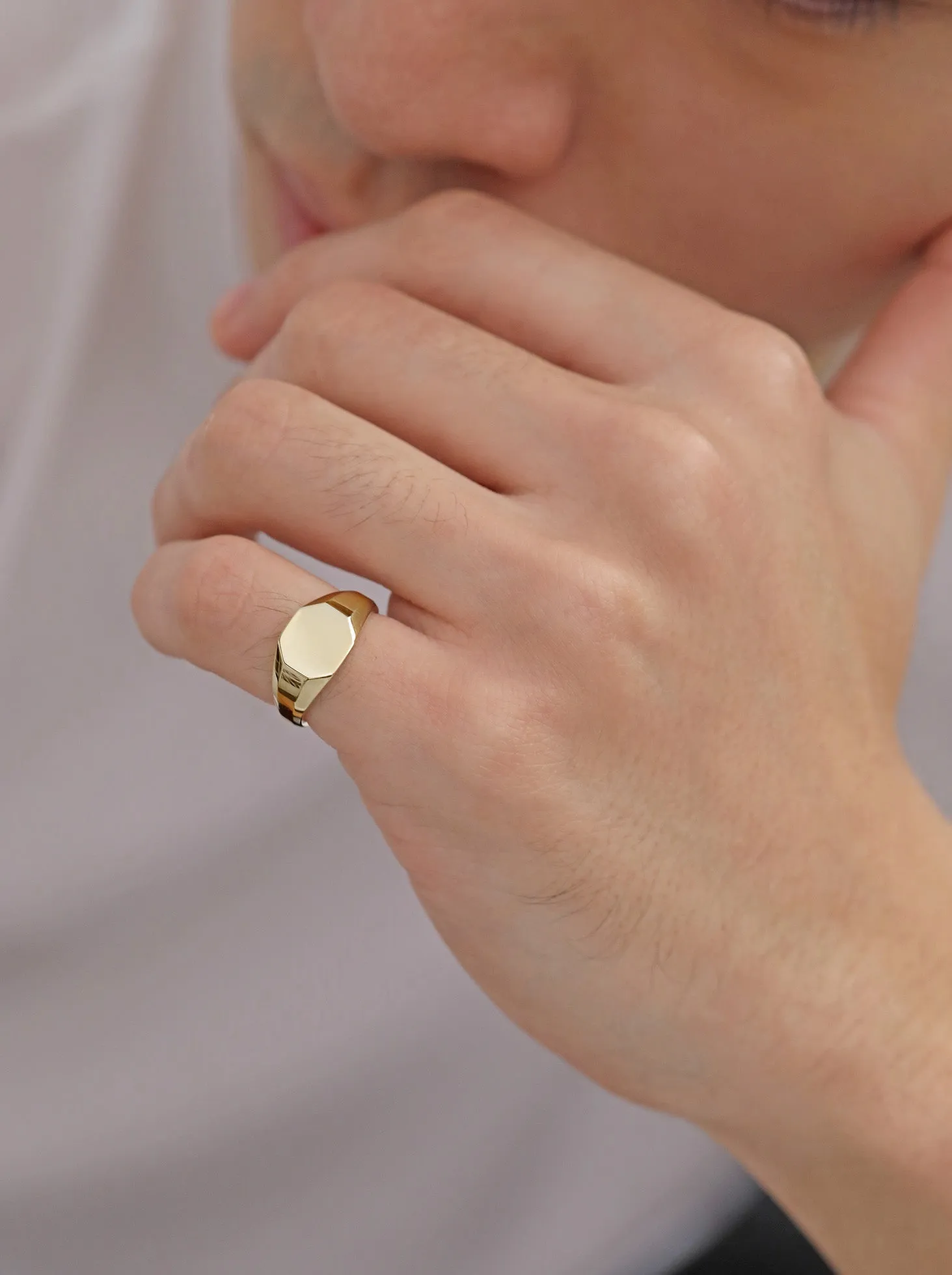 Slim Octagon Signet Ring (Men's) / 9K and 18K Solid Gold sold by Nyrelle Jewelry product image thumbnail 3