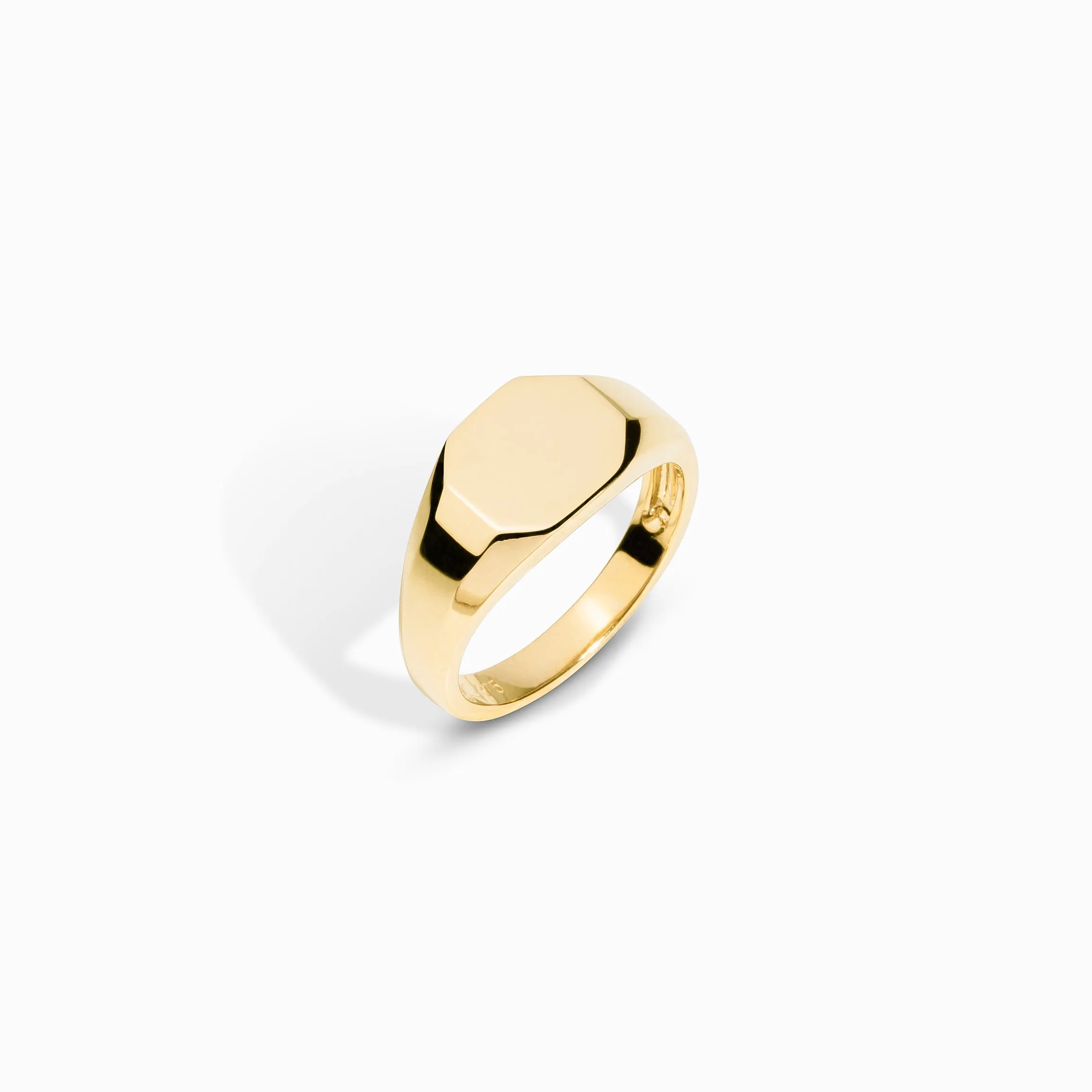Slim Octagon Signet Ring (Men's) / 9K and 18K Solid Gold sold by Nyrelle Jewelry