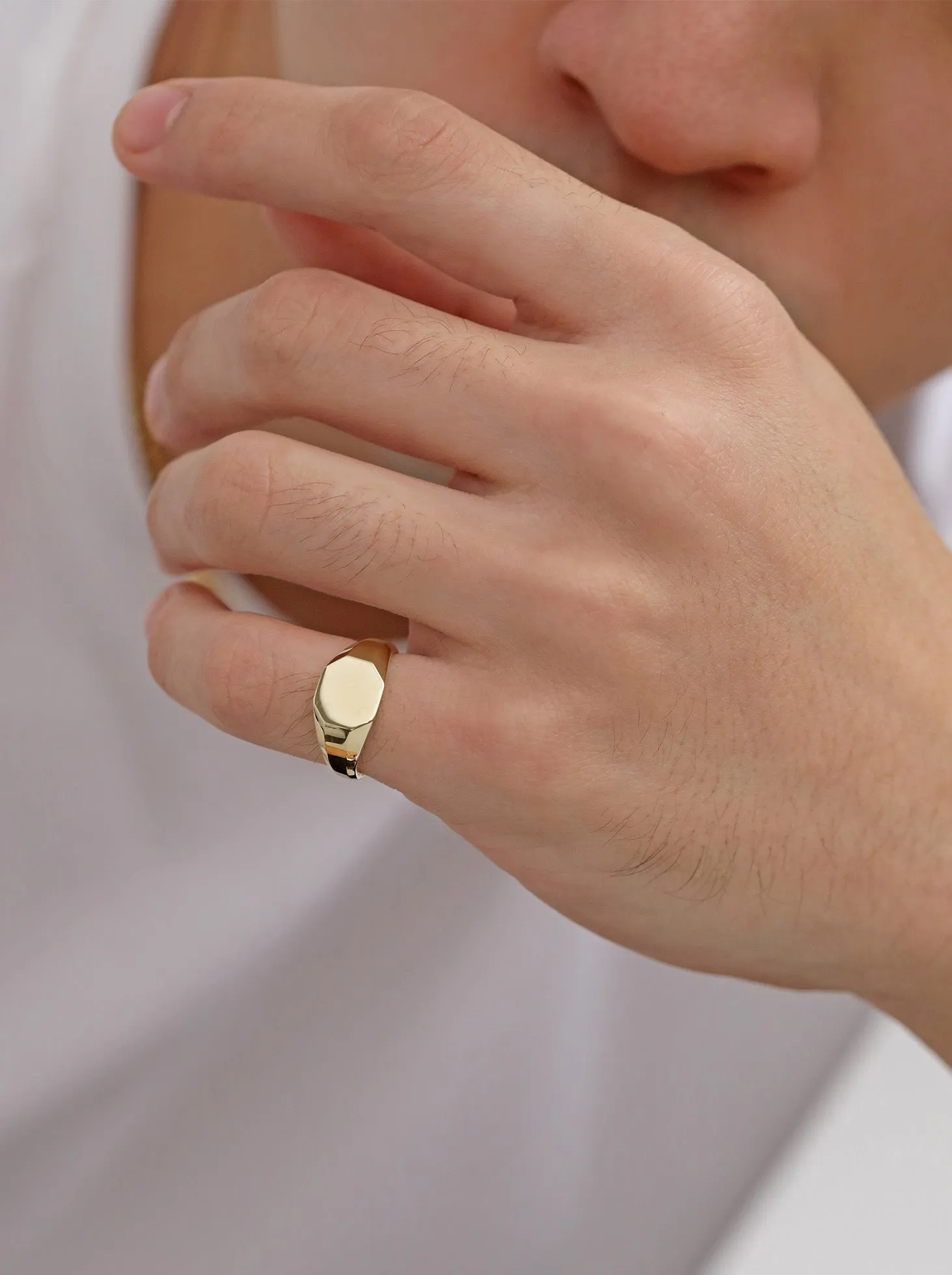 Slim Octagon Signet Ring (Men's) / 9K and 18K Solid Gold sold by Nyrelle Jewelry product image thumbnail 4
