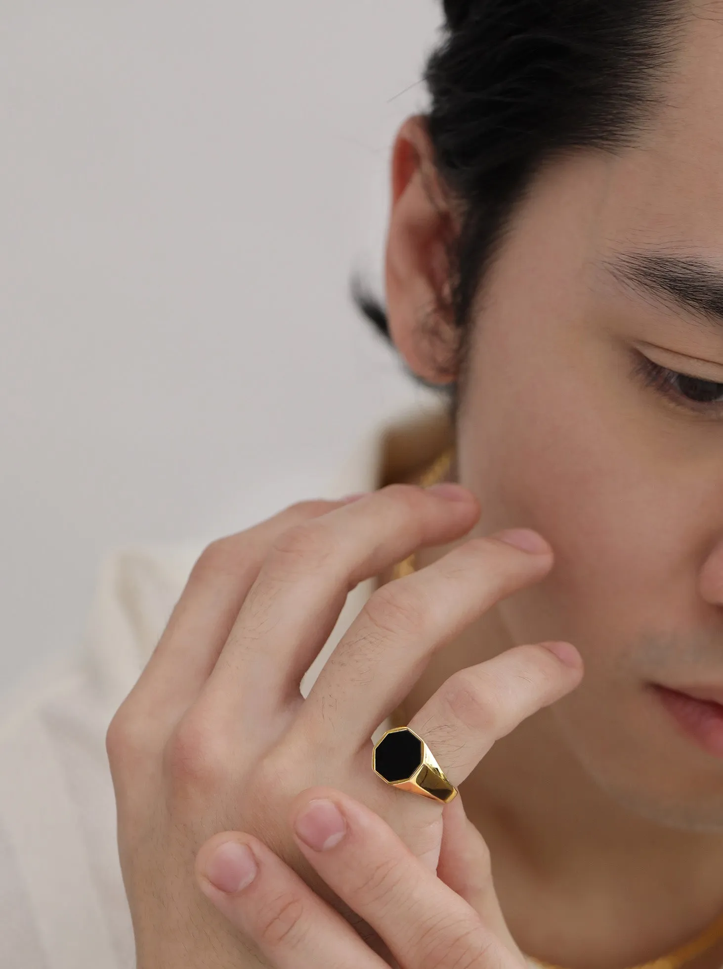 Black Onyx Octagon Signet Ring (Men's) / 9K and 18K Solid Gold sold by Nyrelle Jewelry product image thumbnail 4