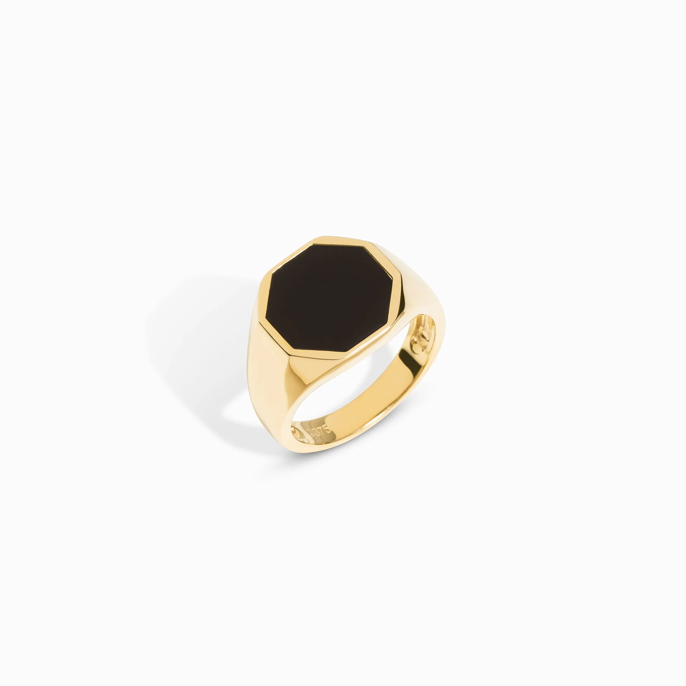 Black Onyx Octagon Signet Ring (Men's) / 9K and 18K Solid Gold sold by Nyrelle Jewelry