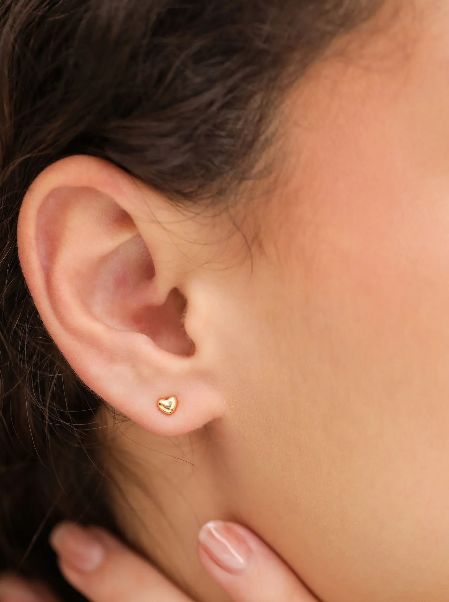 Heart Studs / 18K Solid Gold sold by Nyrelle Jewelry