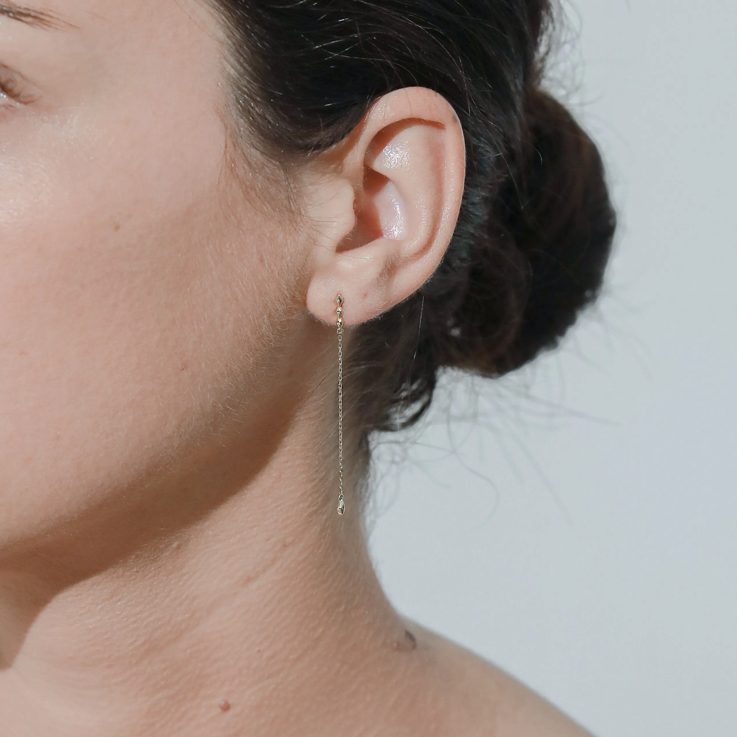 Studded Chain Drop Earrings / 9K and 18K Solid Gold sold by Nyrelle Jewelry product image thumbnail 4