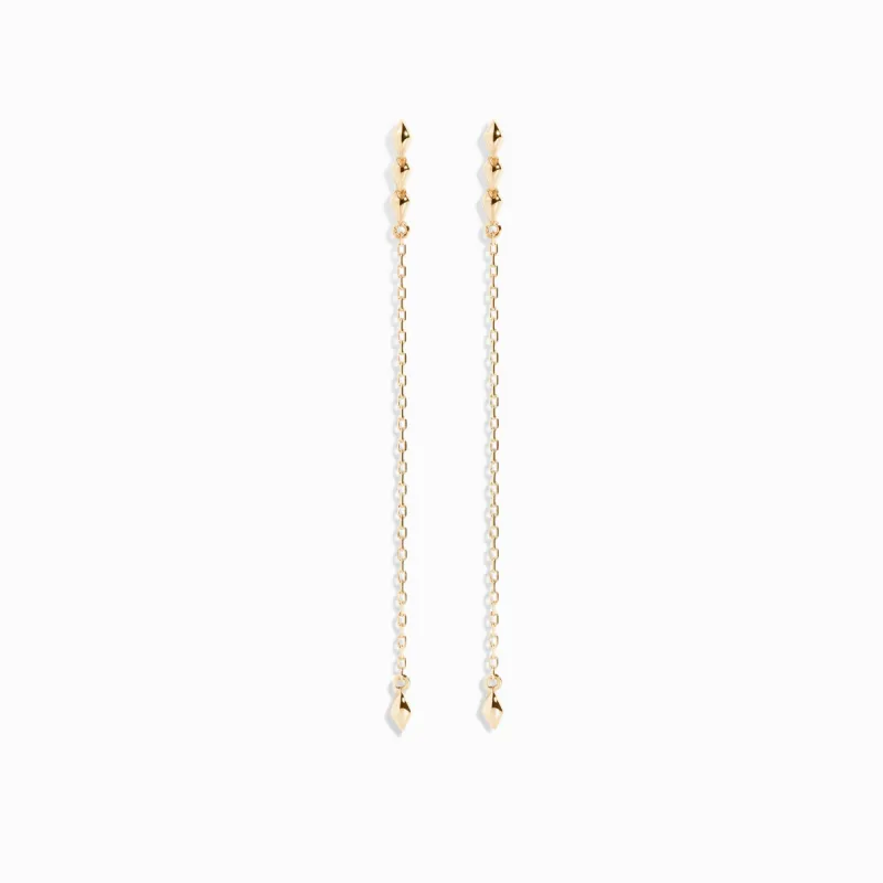 Studded Chain Drop Earrings / 9K and 18K Solid Gold sold by Nyrelle Jewelry