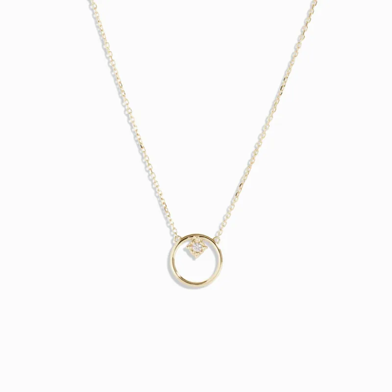 Open Circle Diamond Necklace / 9K and 18K Solid Gold sold by Nyrelle Jewelry
