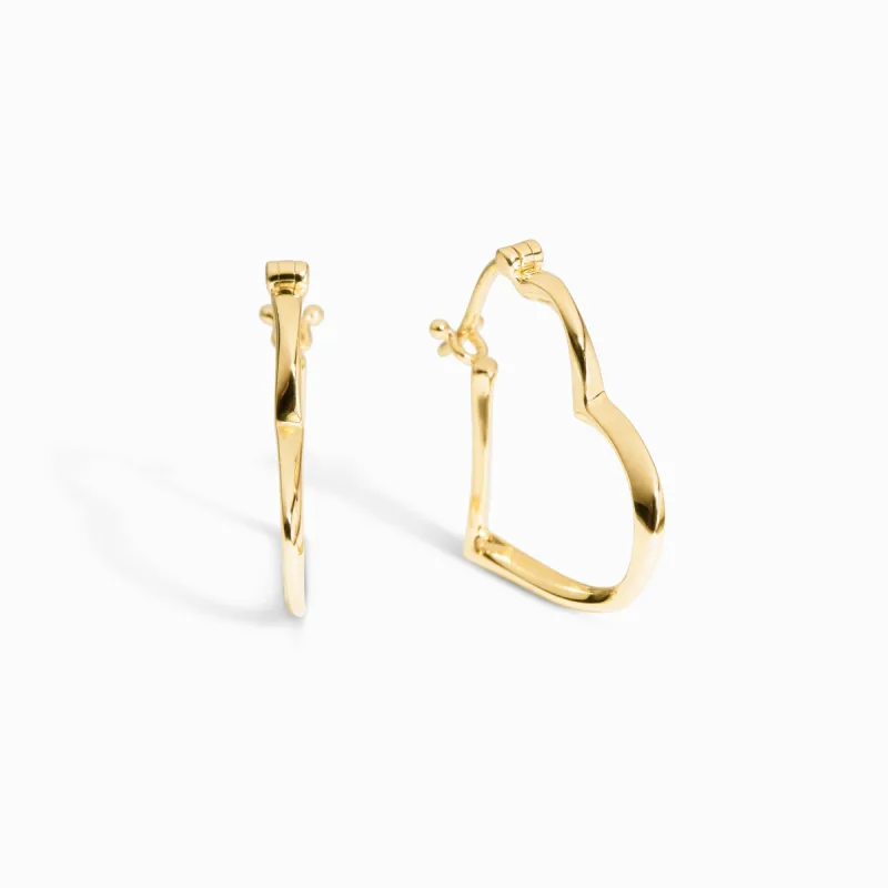 Swirl Heart Hoop Earrings / 9K and 18K Solid Gold sold by Nyrelle Jewelry
