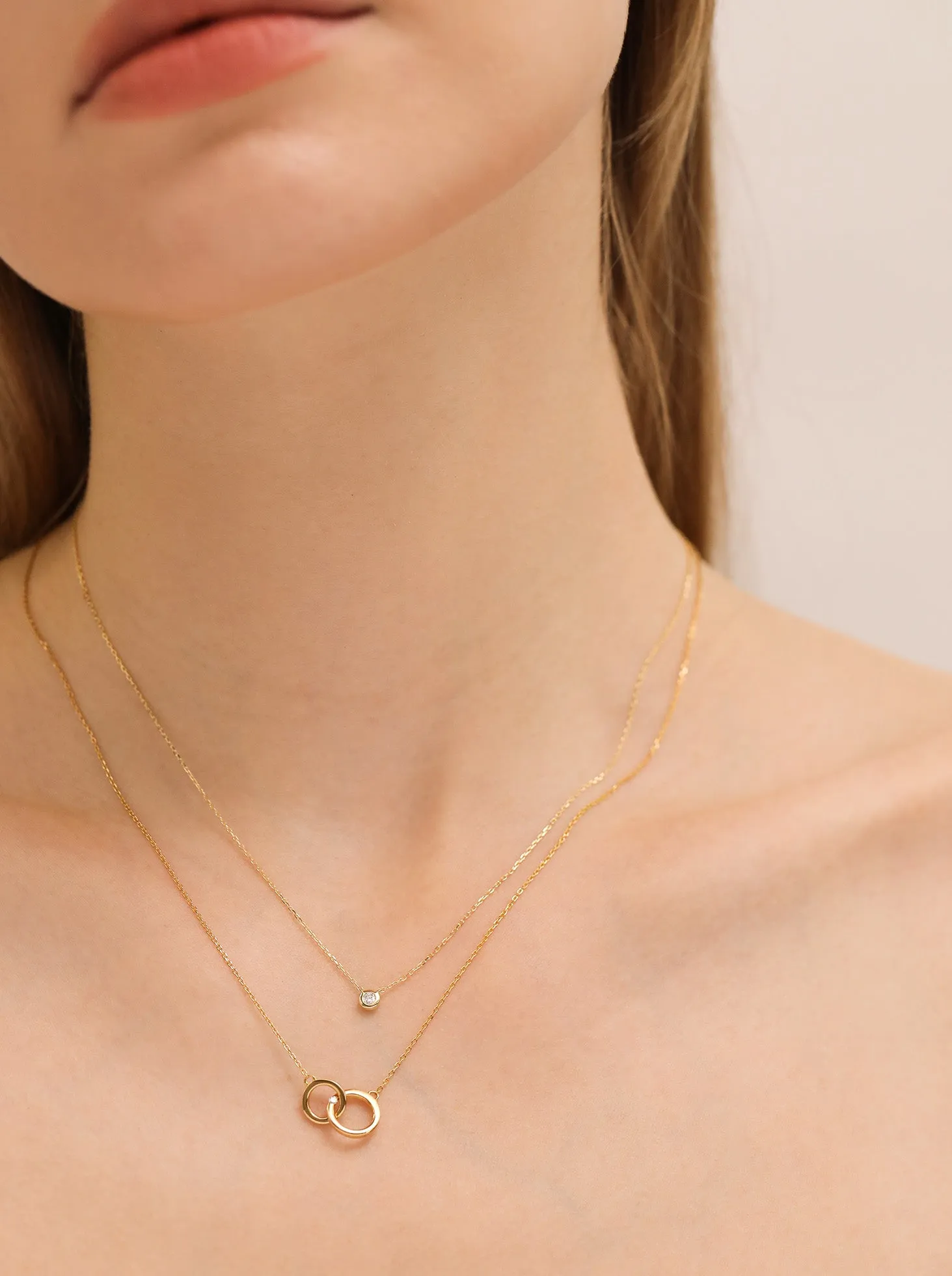Diamond Necklace Layering Set / 9K Yellow Solid Gold sold by Nyrelle Jewelry product image thumbnail 4