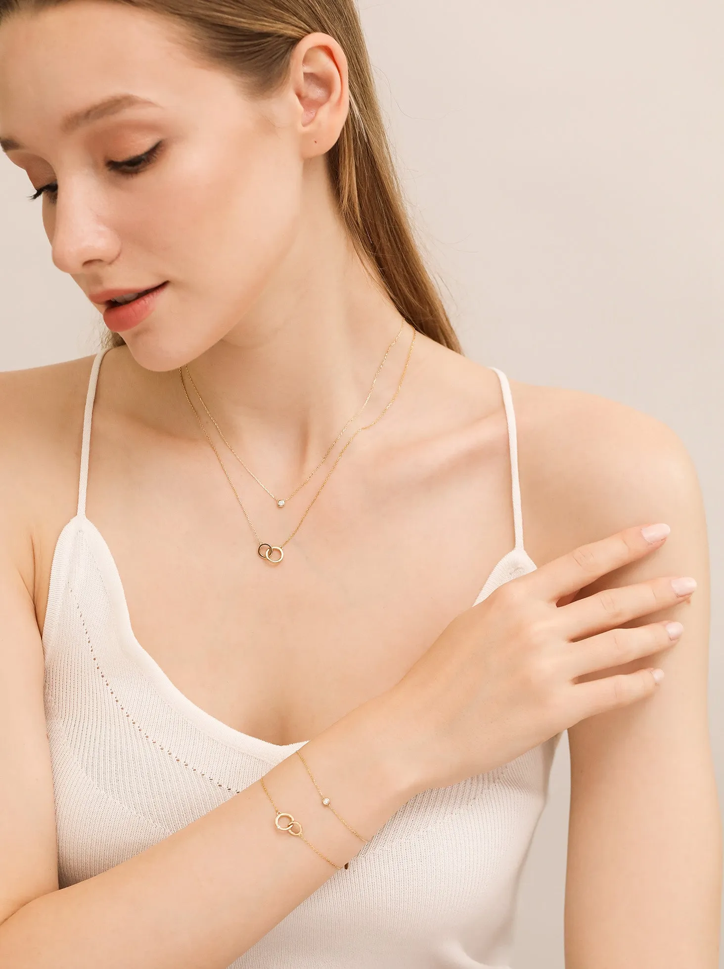 Diamond Necklace Layering Set / 9K Yellow Solid Gold sold by Nyrelle Jewelry product image thumbnail 3