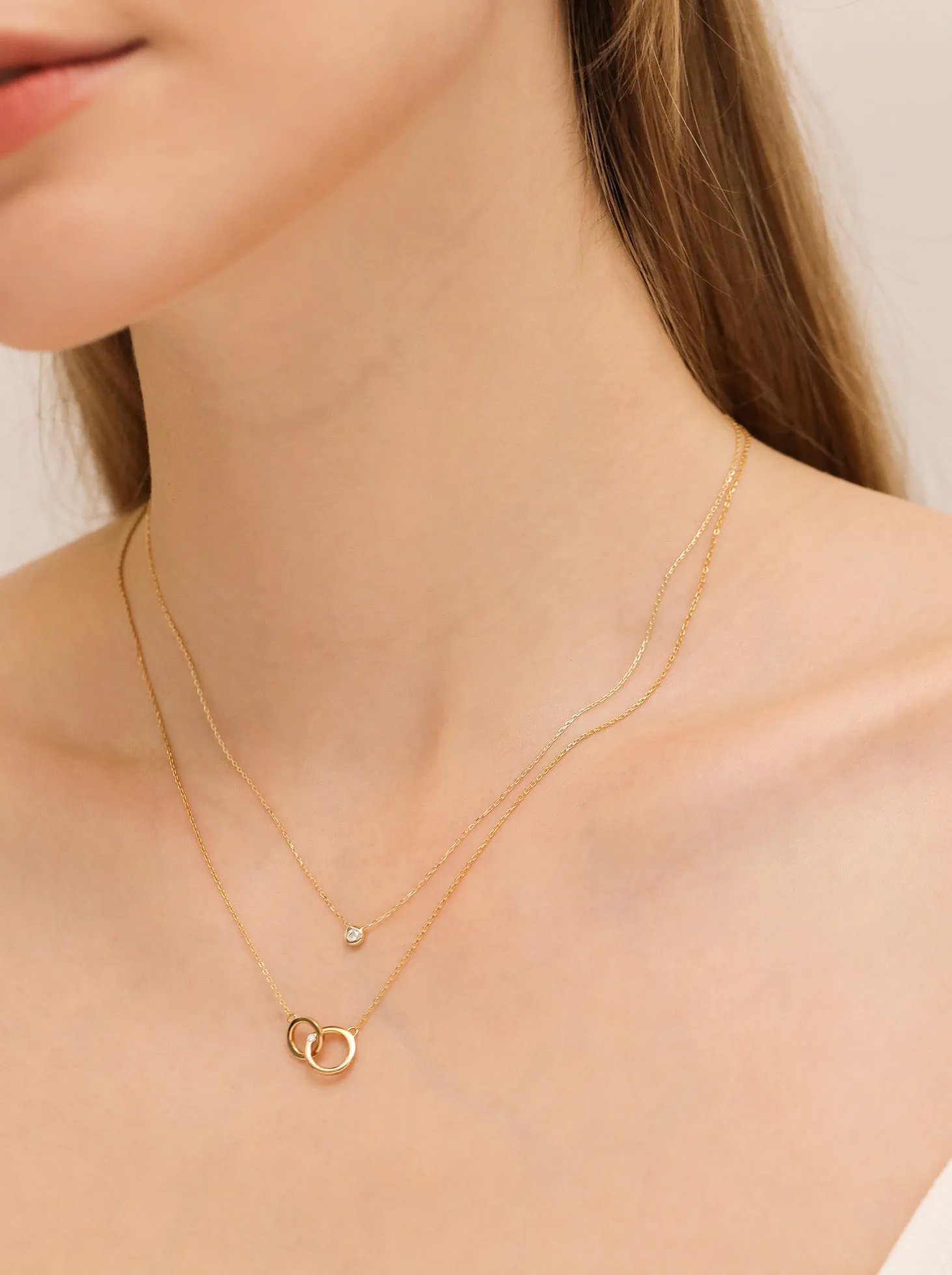 Diamond Necklace Layering Set / 9K Yellow Solid Gold sold by Nyrelle Jewelry product image thumbnail 2