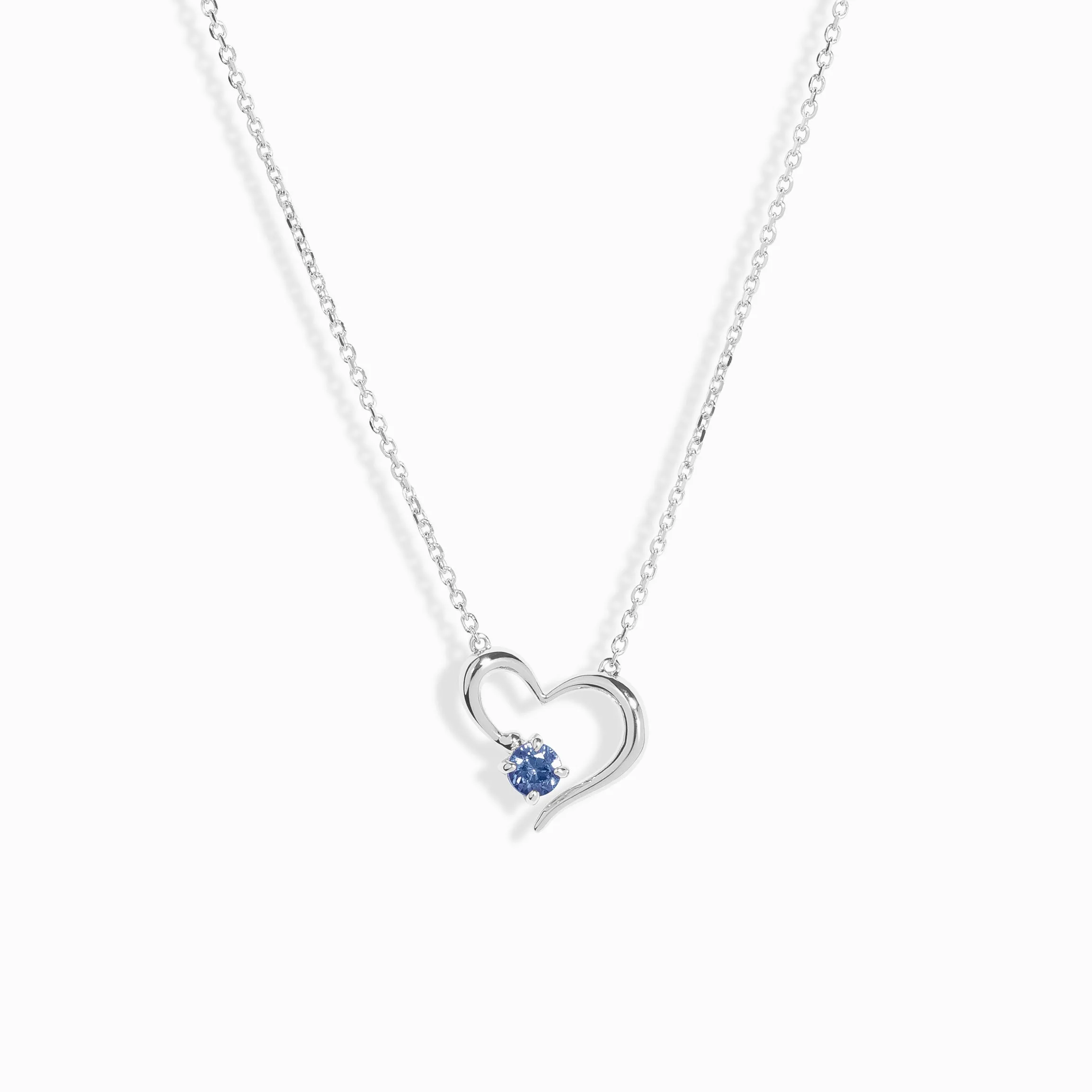 Open Heart Blue Sapphire Necklace / 9K and 18K Solid Gold sold by Nyrelle Jewelry