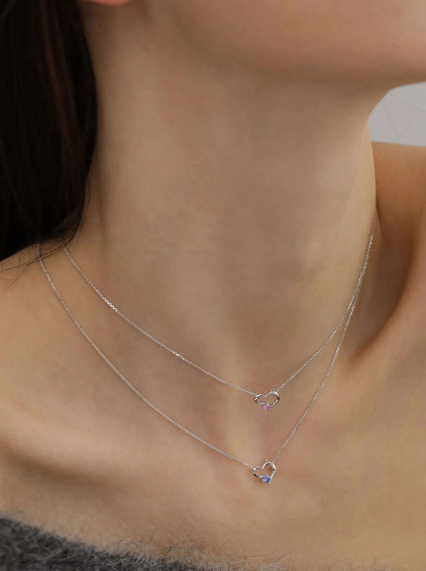 Open Heart Blue Sapphire Necklace / 9K and 18K Solid Gold sold by Nyrelle Jewelry product image thumbnail 5