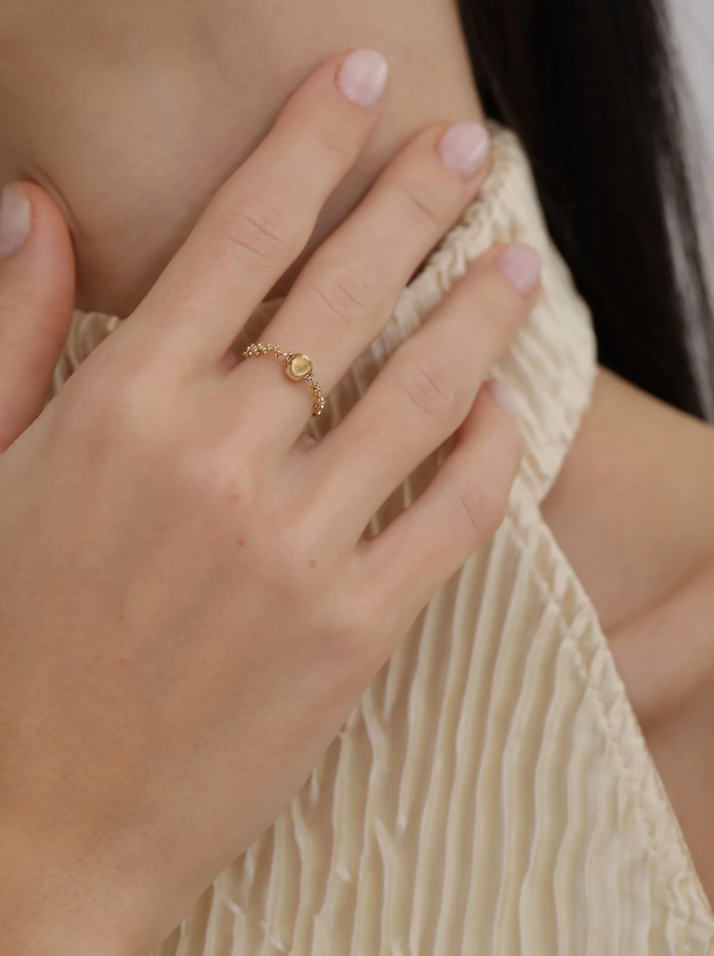 Gold Beaded Ball Ring / 18K Solid Gold sold by Nyrelle Jewelry product image thumbnail 2