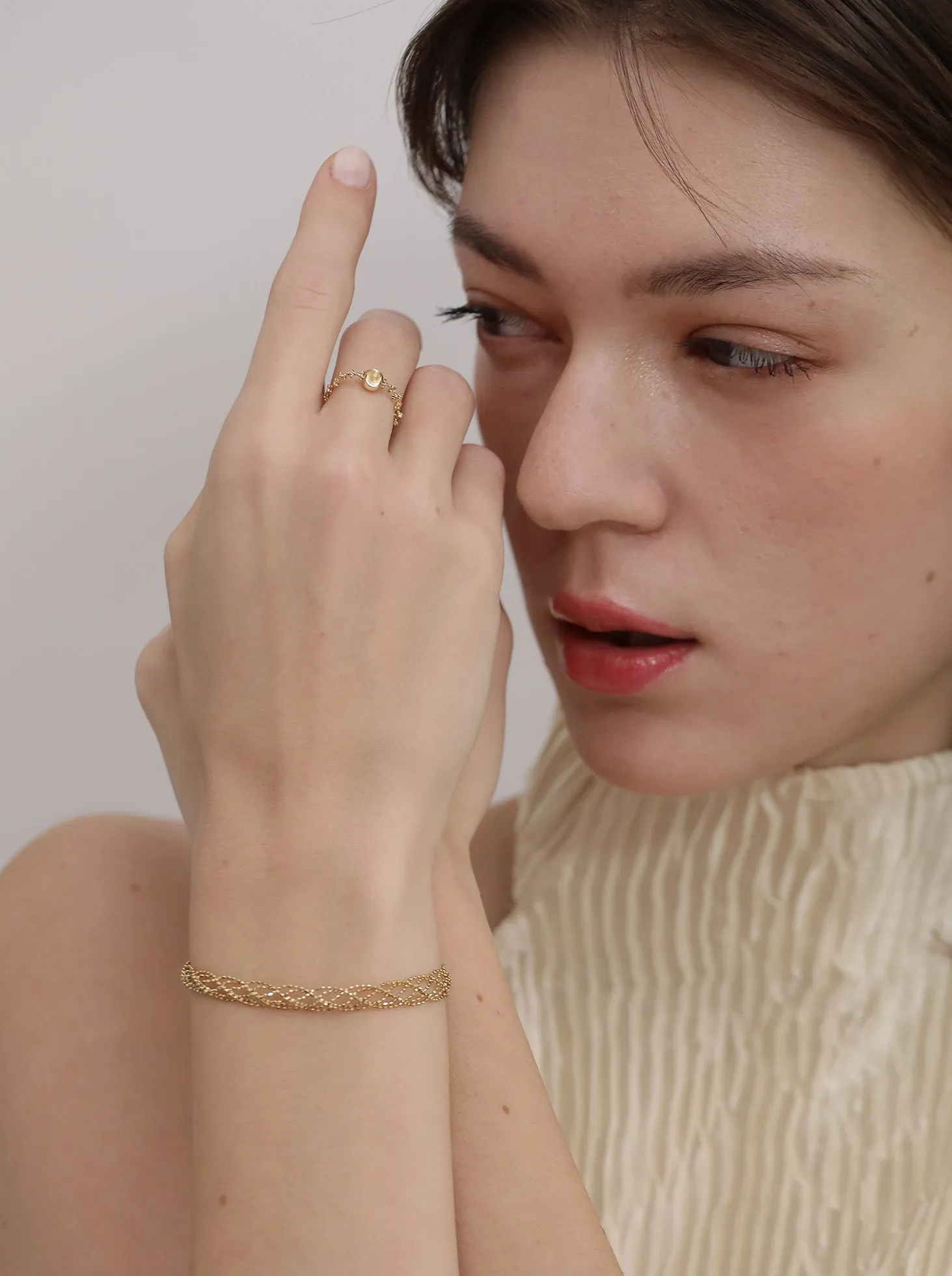 Gold Beaded Ball Ring / 18K Solid Gold sold by Nyrelle Jewelry product image thumbnail 5