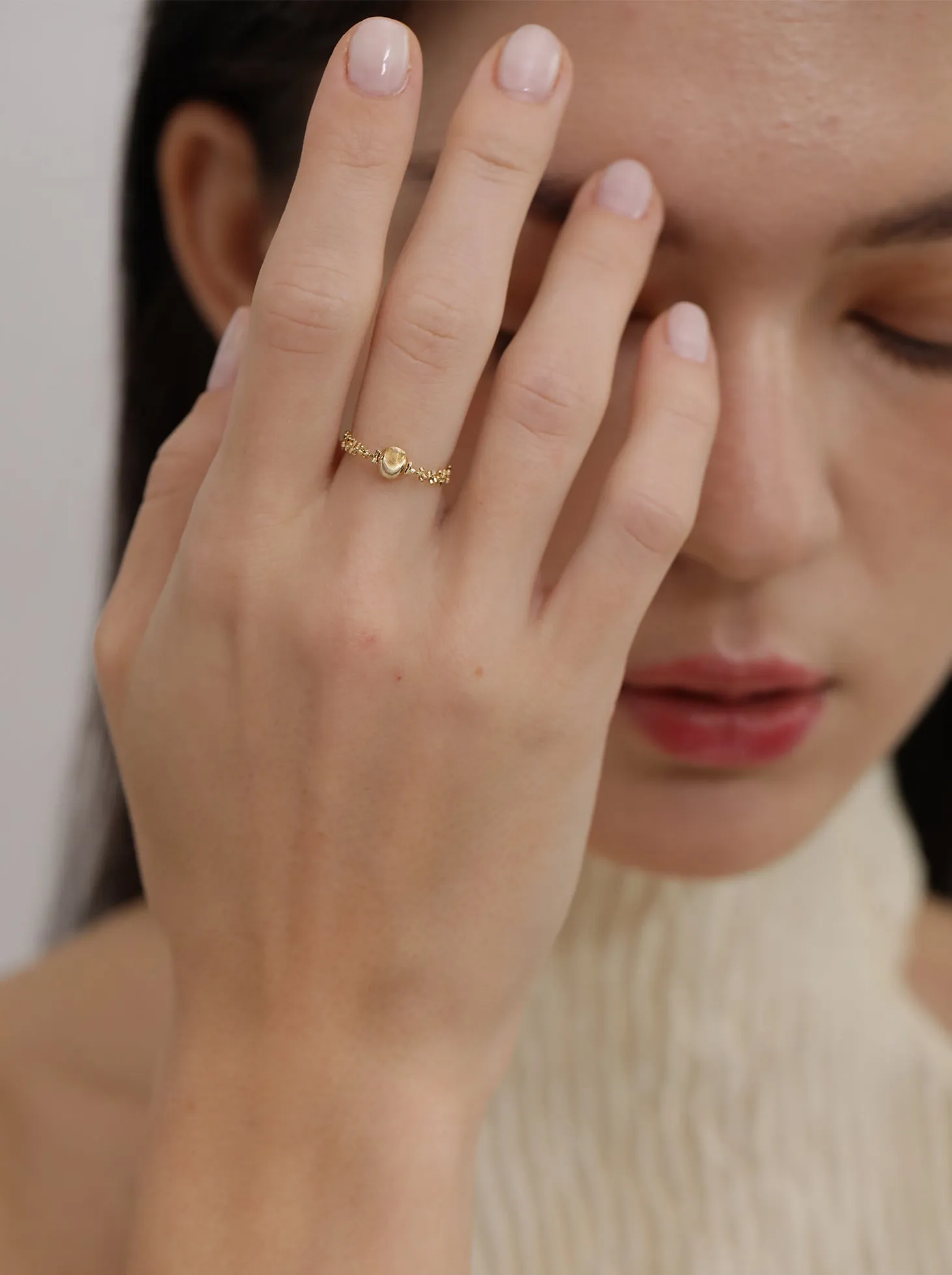 Gold Beaded Ball Ring / 18K Solid Gold sold by Nyrelle Jewelry product image thumbnail 3