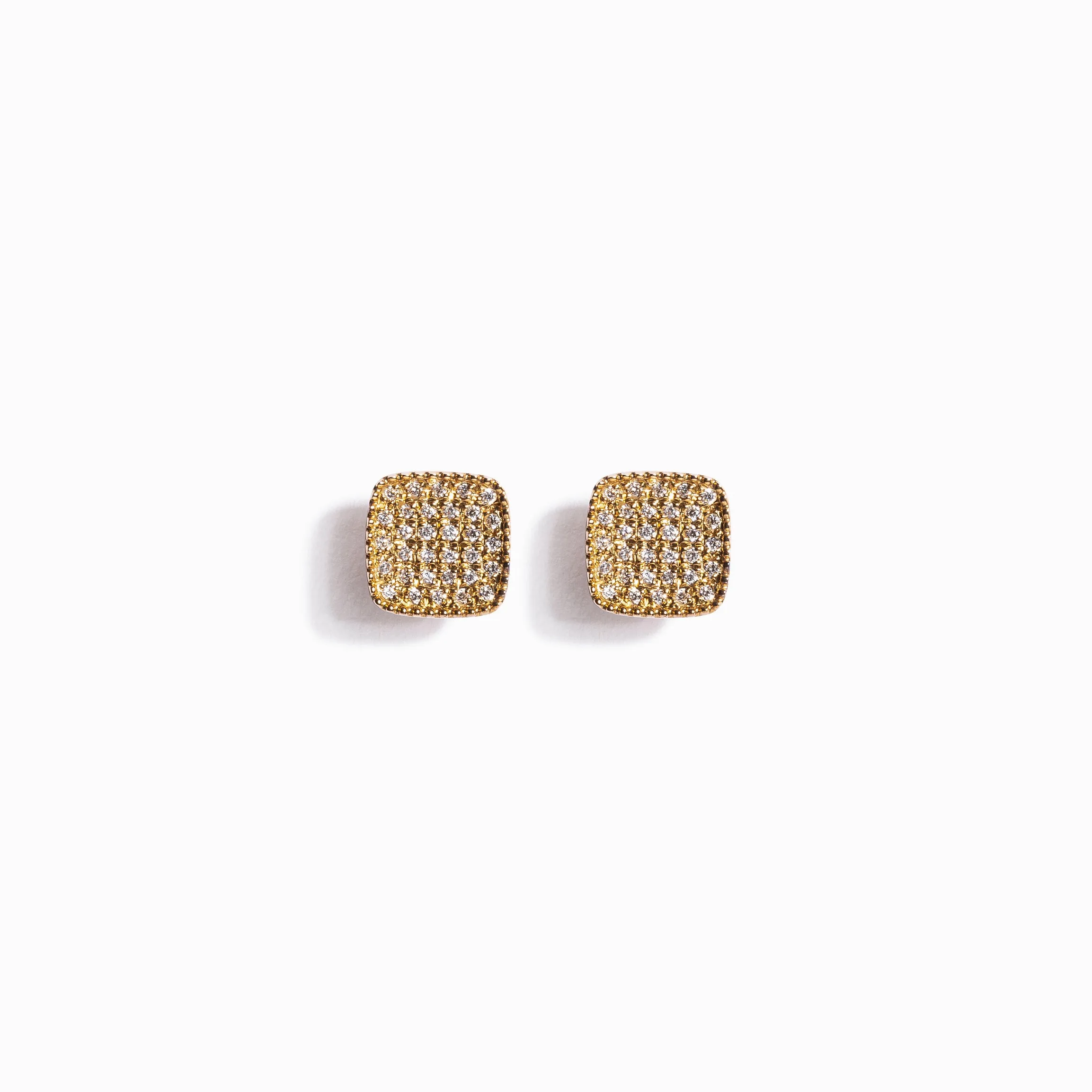 Pavé Diamond Square Studs / 9K and 18K Solid Gold sold by Nyrelle Jewelry