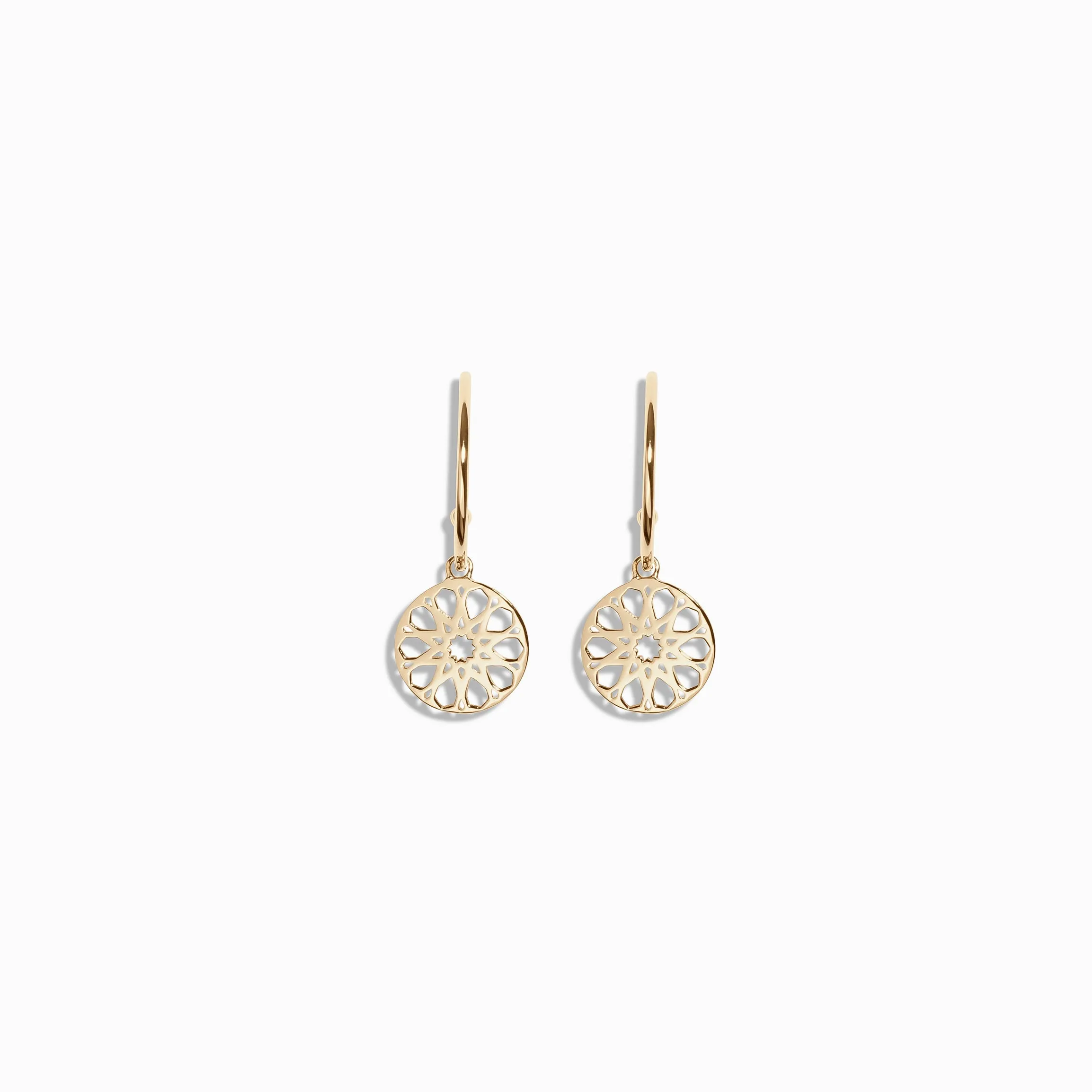 Nova Charm Hoop Earrings / 9K and 18K Solid Gold sold by Nyrelle Jewelry