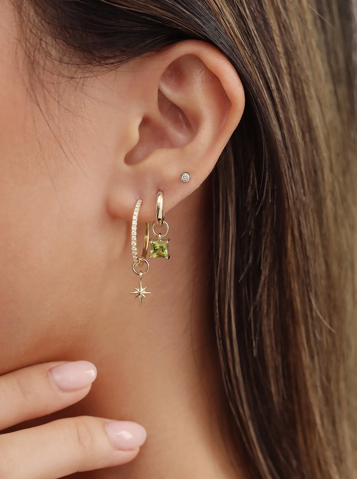 Princess-Cut Hoop Charm sold by Nyrelle Jewelry product image thumbnail 5