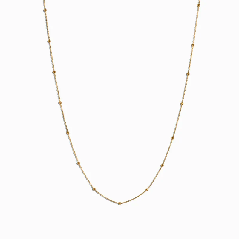 Mini Bead Station Necklace / 9K and 18K Solid Gold sold by Nyrelle Jewelry
