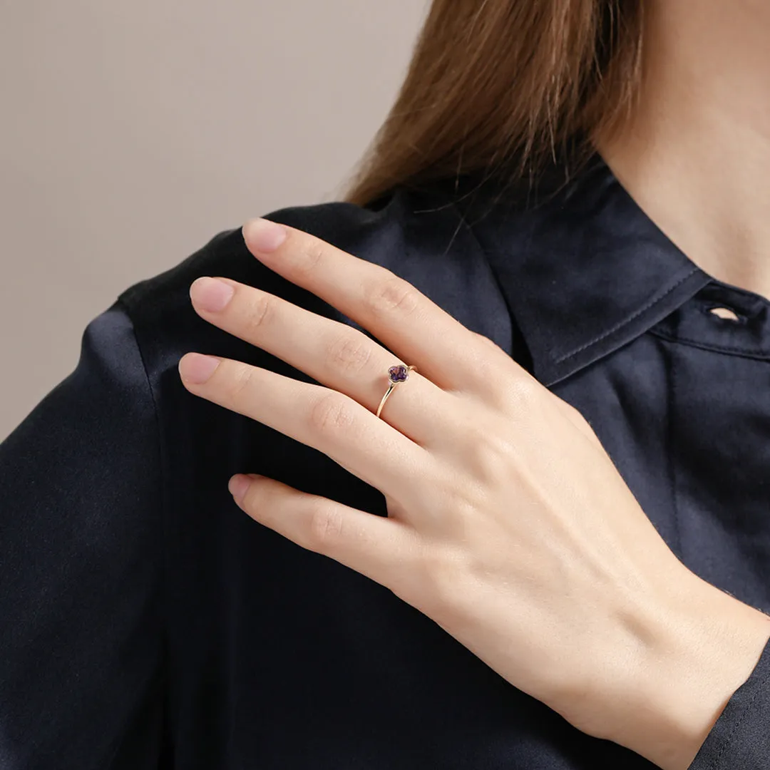 Clover Cut Amethyst Ring / 9K and 18K Solid Gold sold by Nyrelle Jewelry product image thumbnail 4